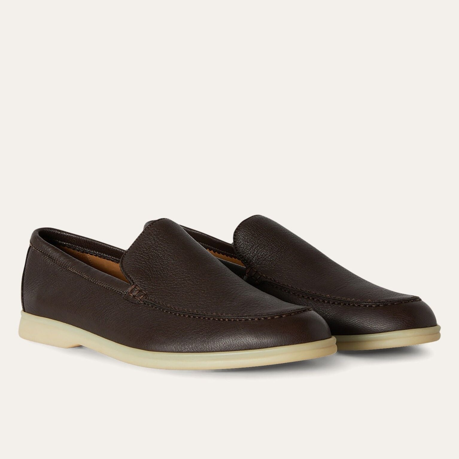 Loro Piana Summer Walk Elk Leather Loafers - Very Dark Brown (H027)