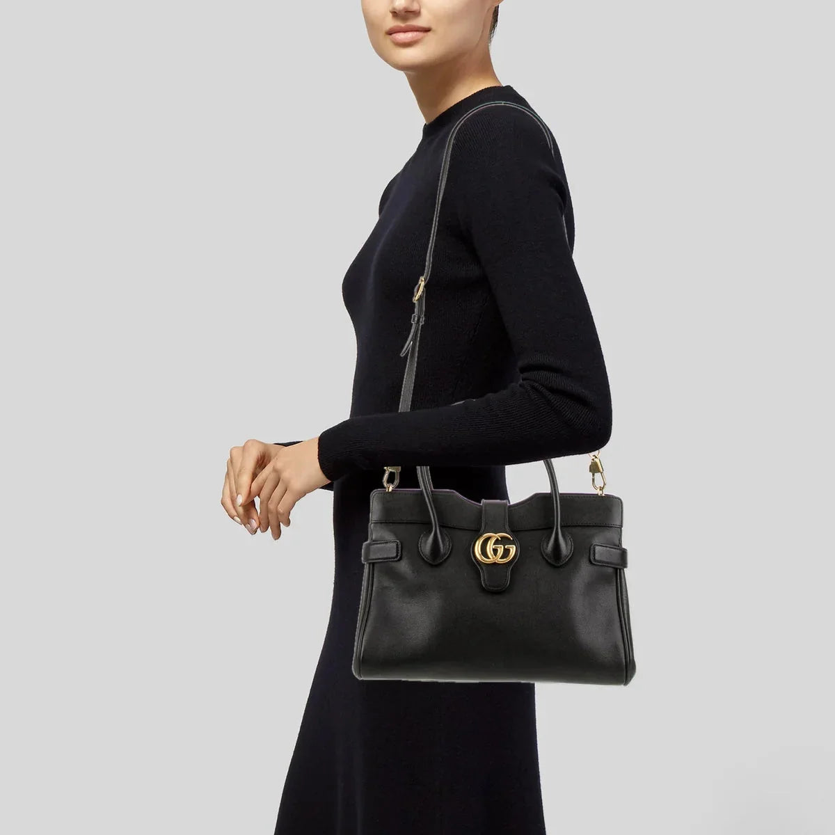 Gucci Small Top Handle with Double G Bag – Black