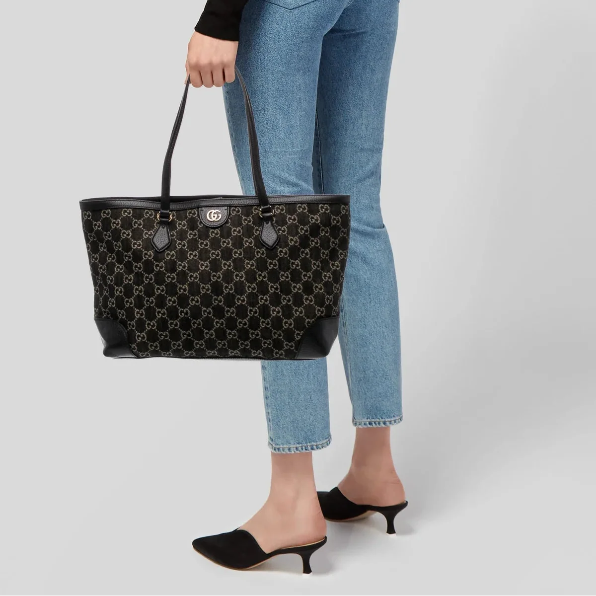 Gucci GG Monogram Medium Ophidia Shopping Tote Bag – Black