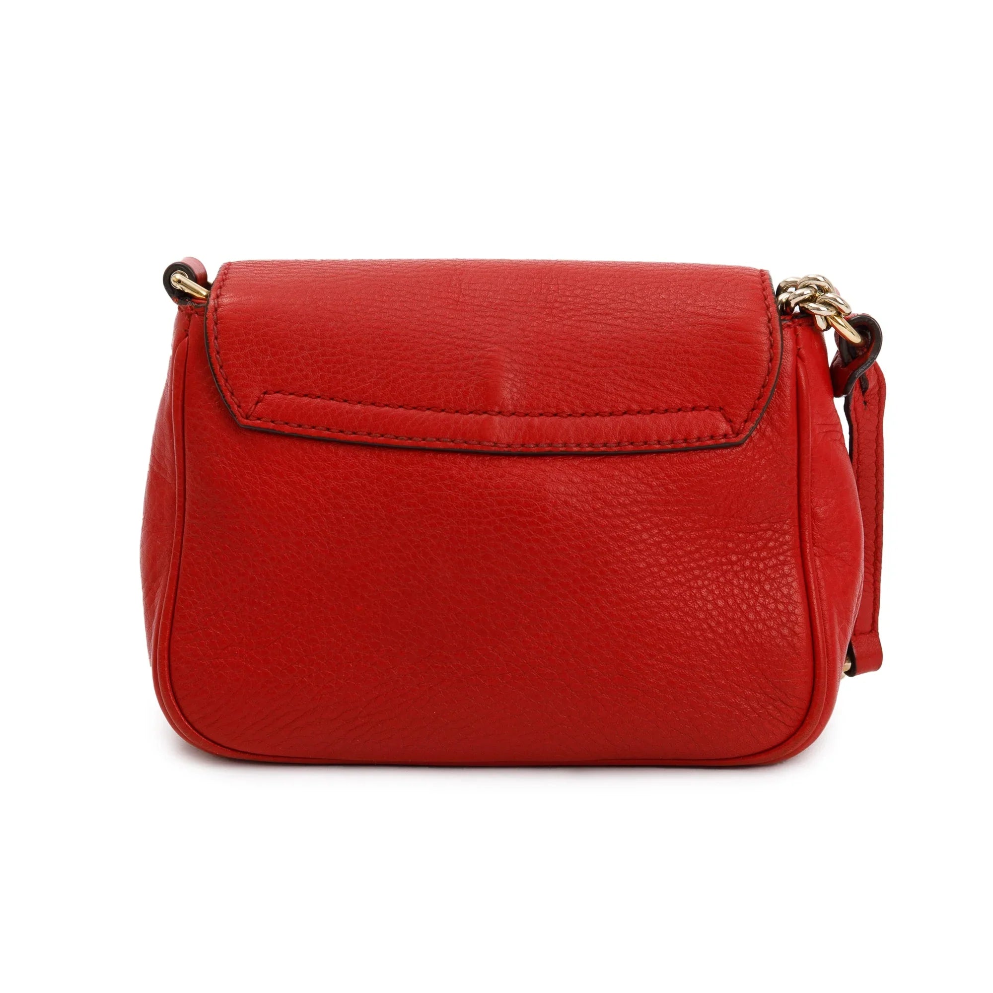 Gucci Soho Leather Flap Chain Shoulder Bag – Red