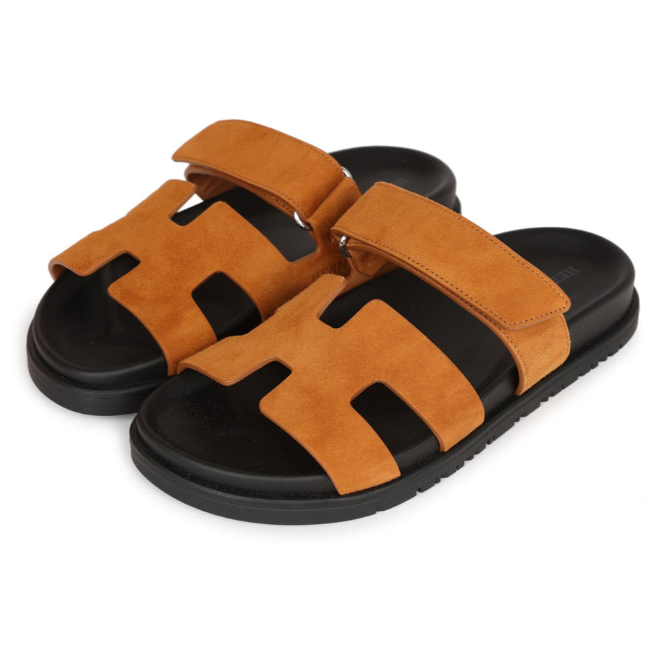 Hermes Chypre Suede Sandals - Caramel Brown