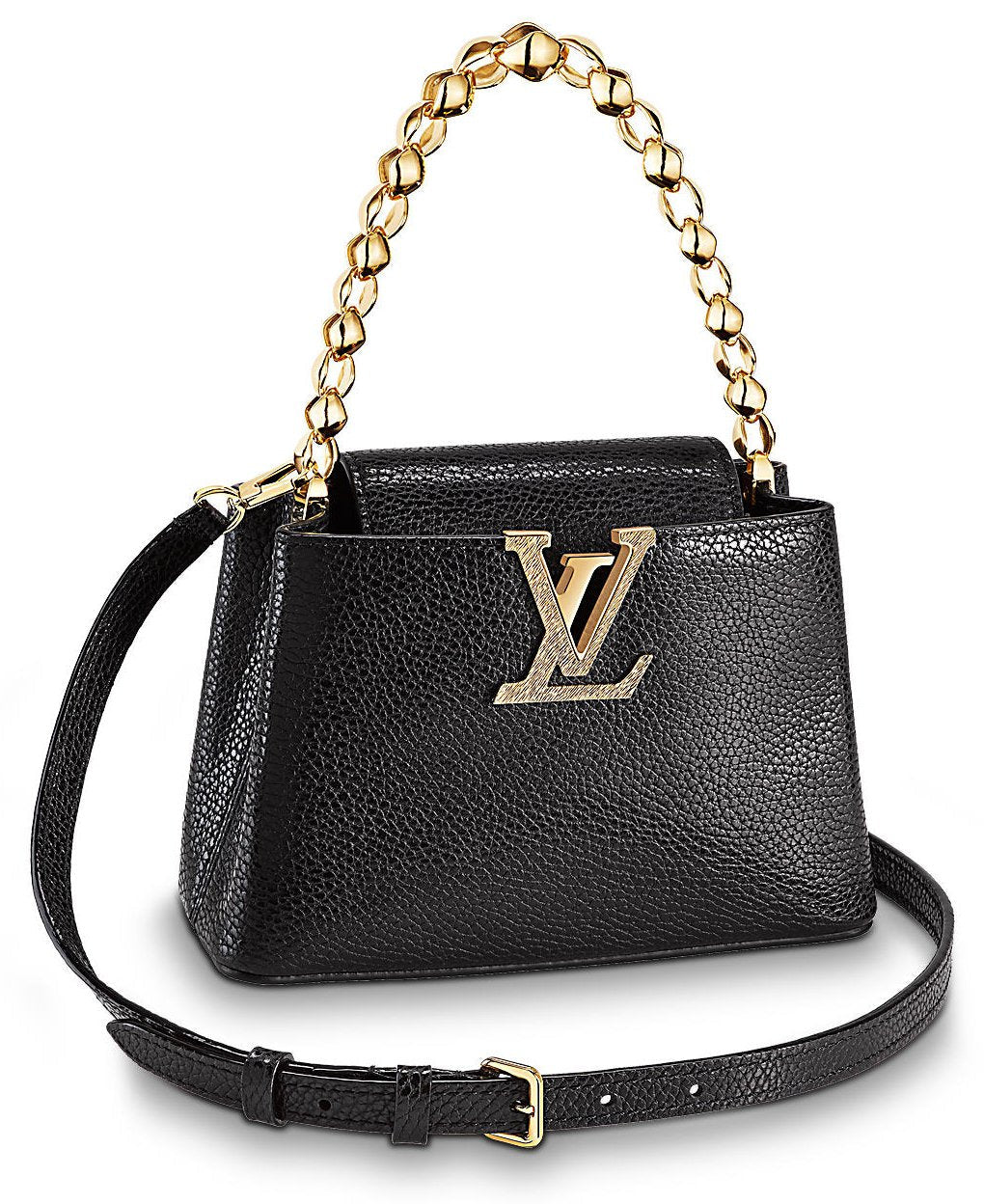 Louis Vuitton Taurillon Mini Chain Capucines Handbag - Black