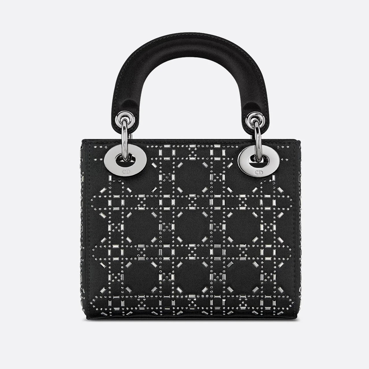 Dior Mini Lady Dior Strass Cannage Satin Bag - Black