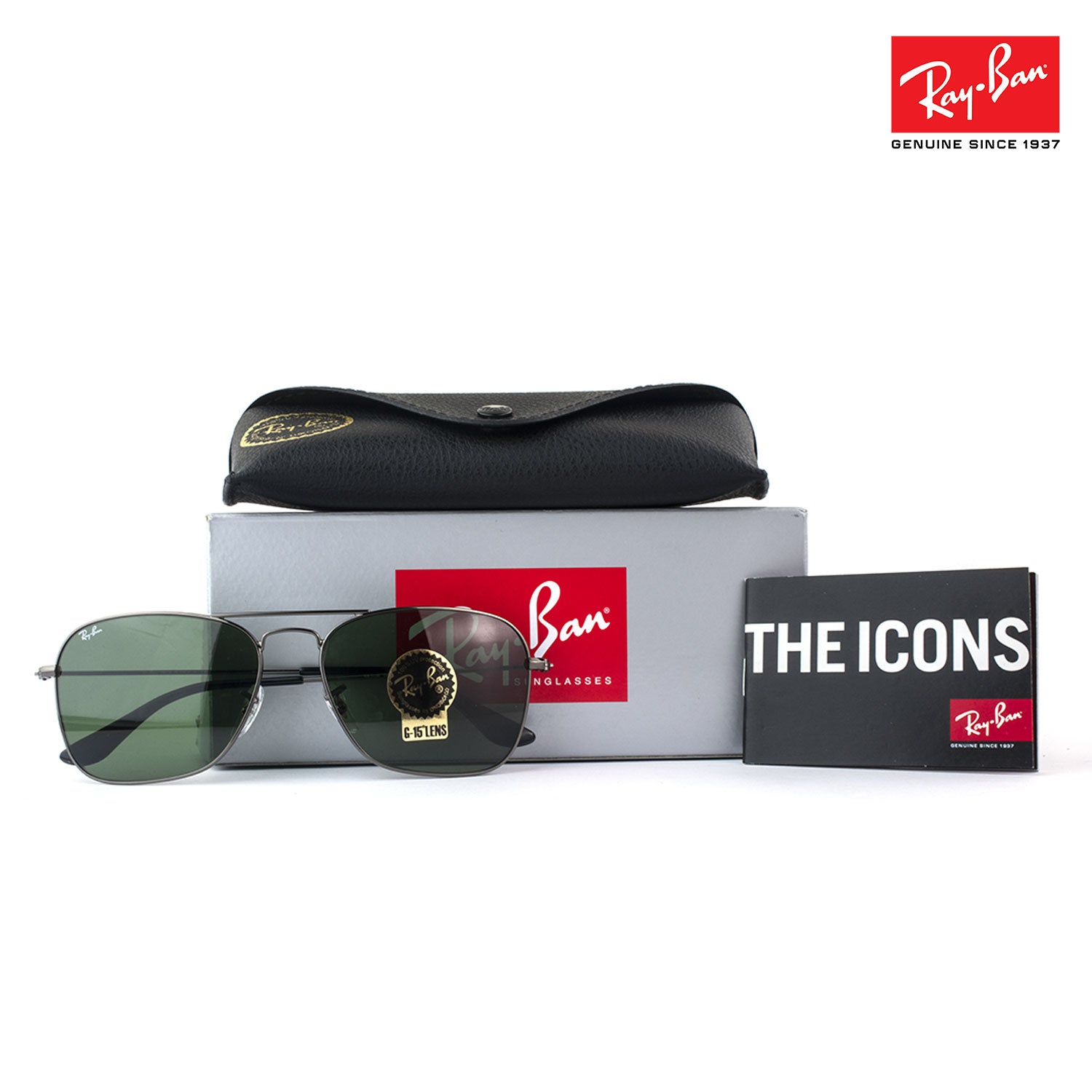 Ray Ban Caravan RB3136 004/51 Square Black Frame Sunglasses