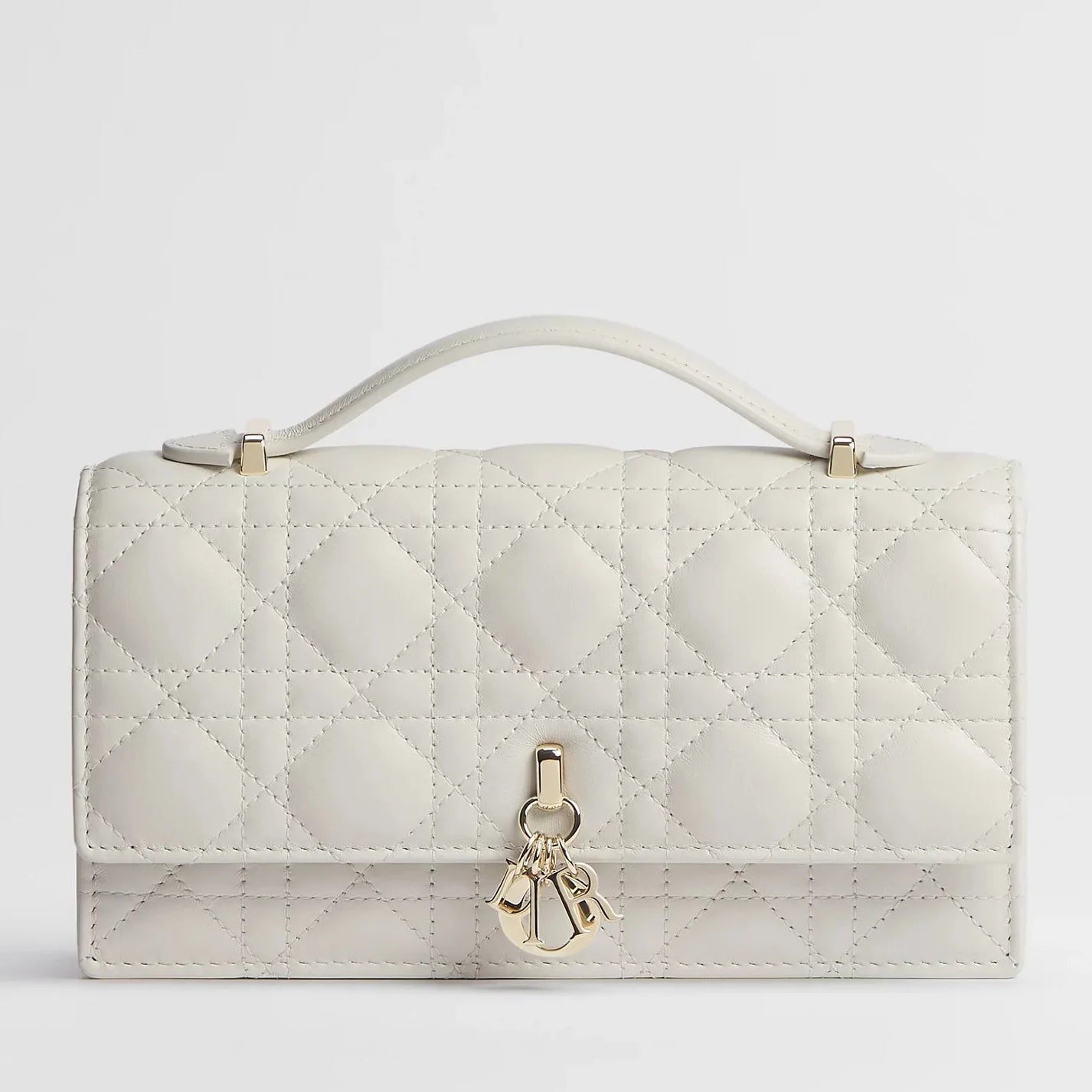 Dior My Dior Cannage Lambskin Top Handle Bag - White