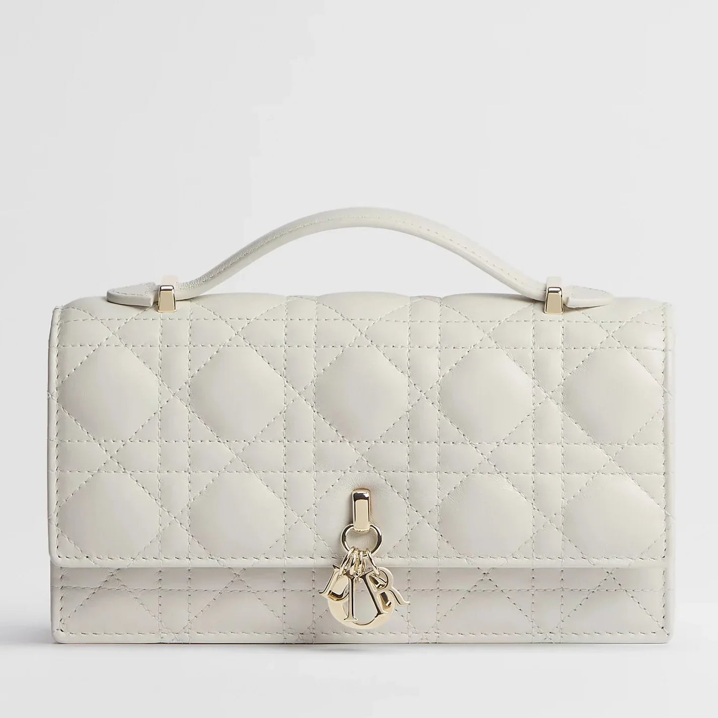 Dior My Dior Cannage Lambskin Top Handle Bag - White