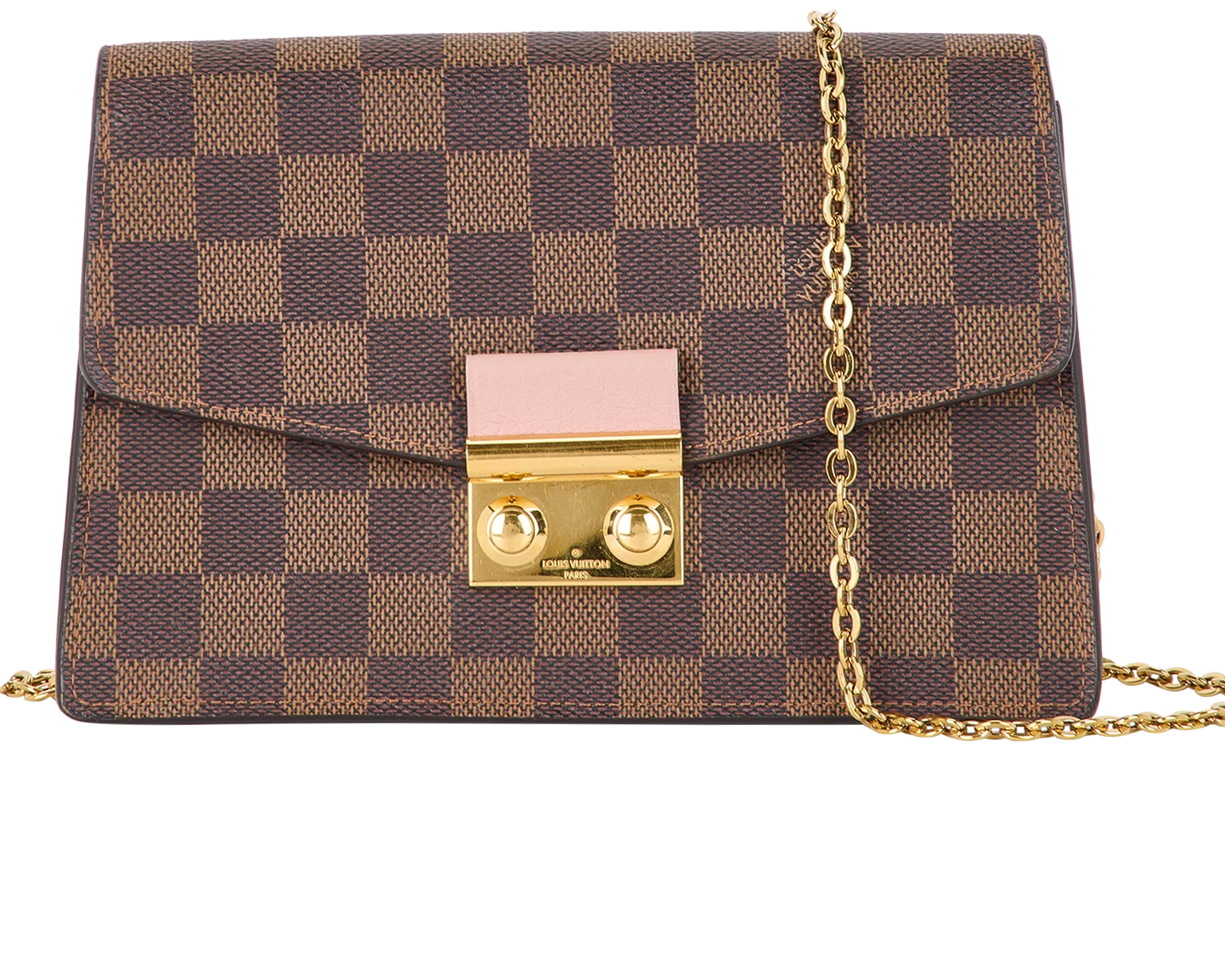 Louis Vuitton Damier Ebene Croisette Chain Crossbody Bag - Brown