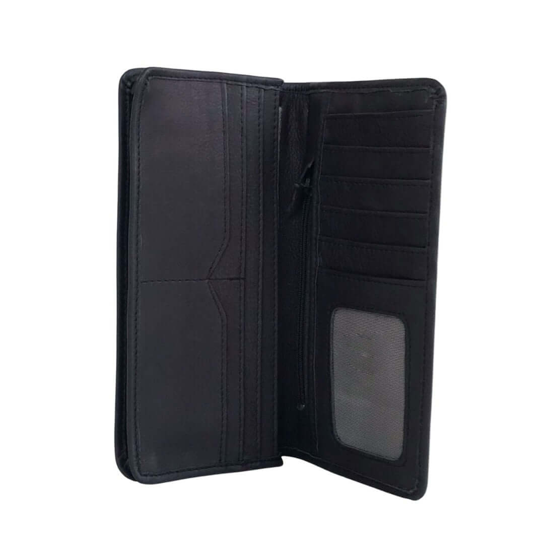 Grey Long Leather Wallet