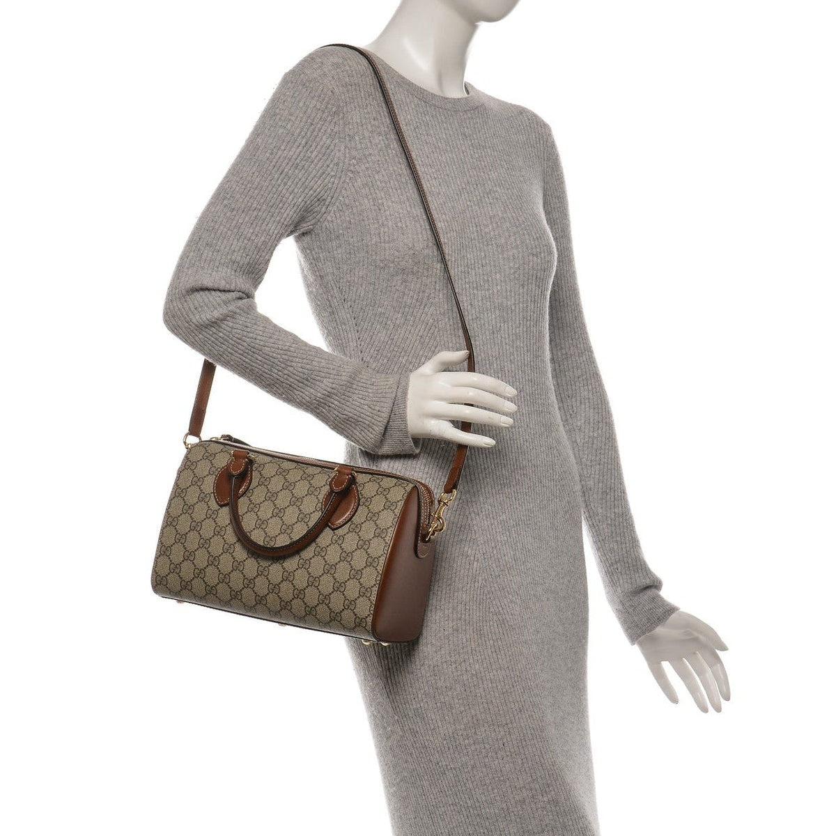 Gucci GG Supreme Canvas Small Boston Handbag - Beige