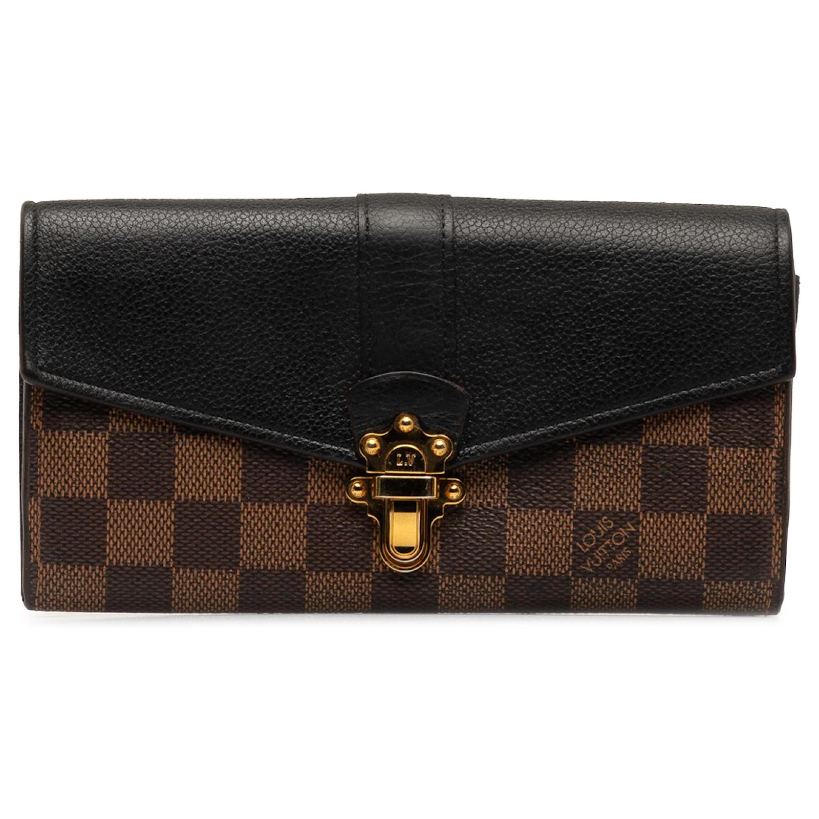 Louis Vuitton Damier Ebene Clapton Long Wallet - Brown
