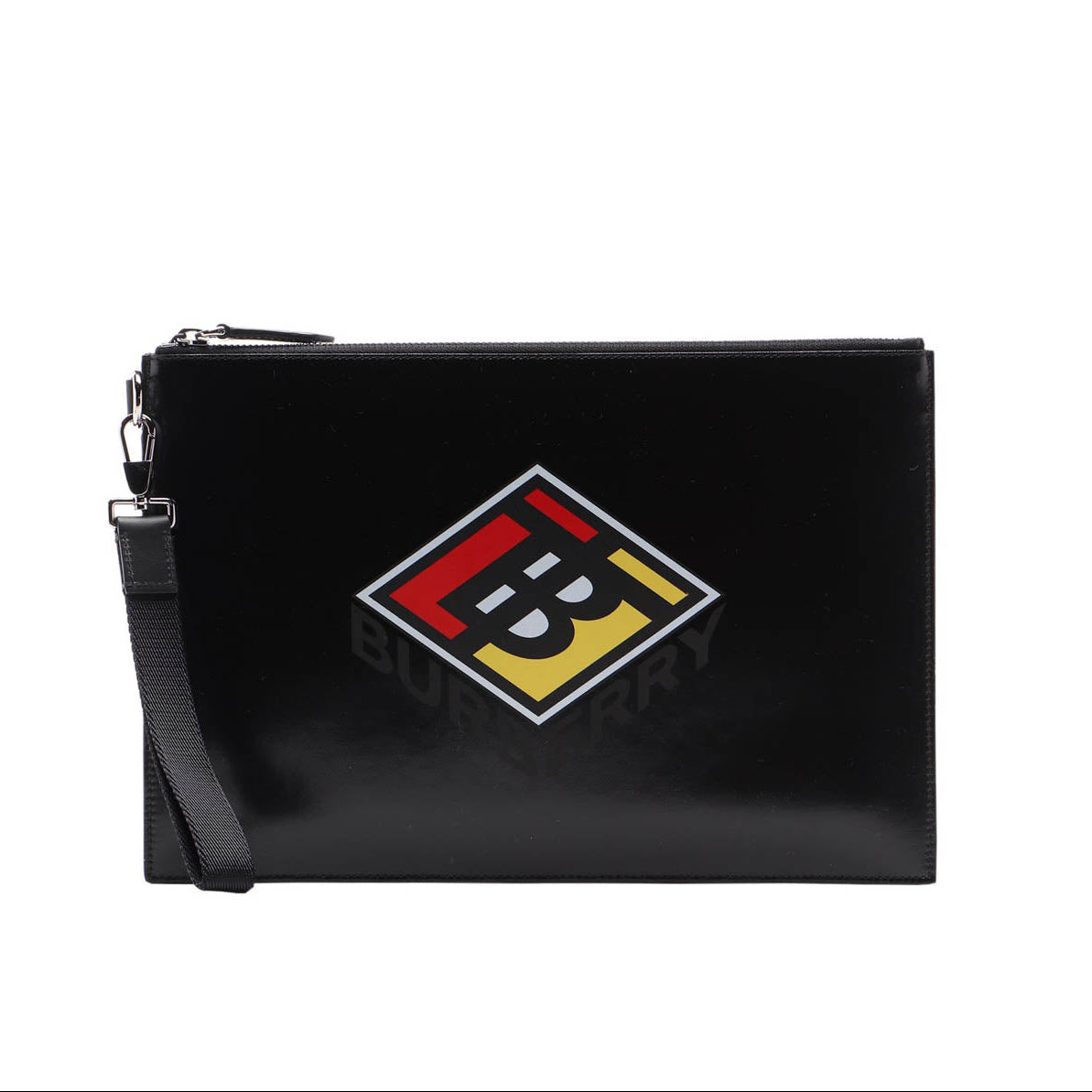 Gucci Burberry Logo Print Leather Clutch Pouch – Black