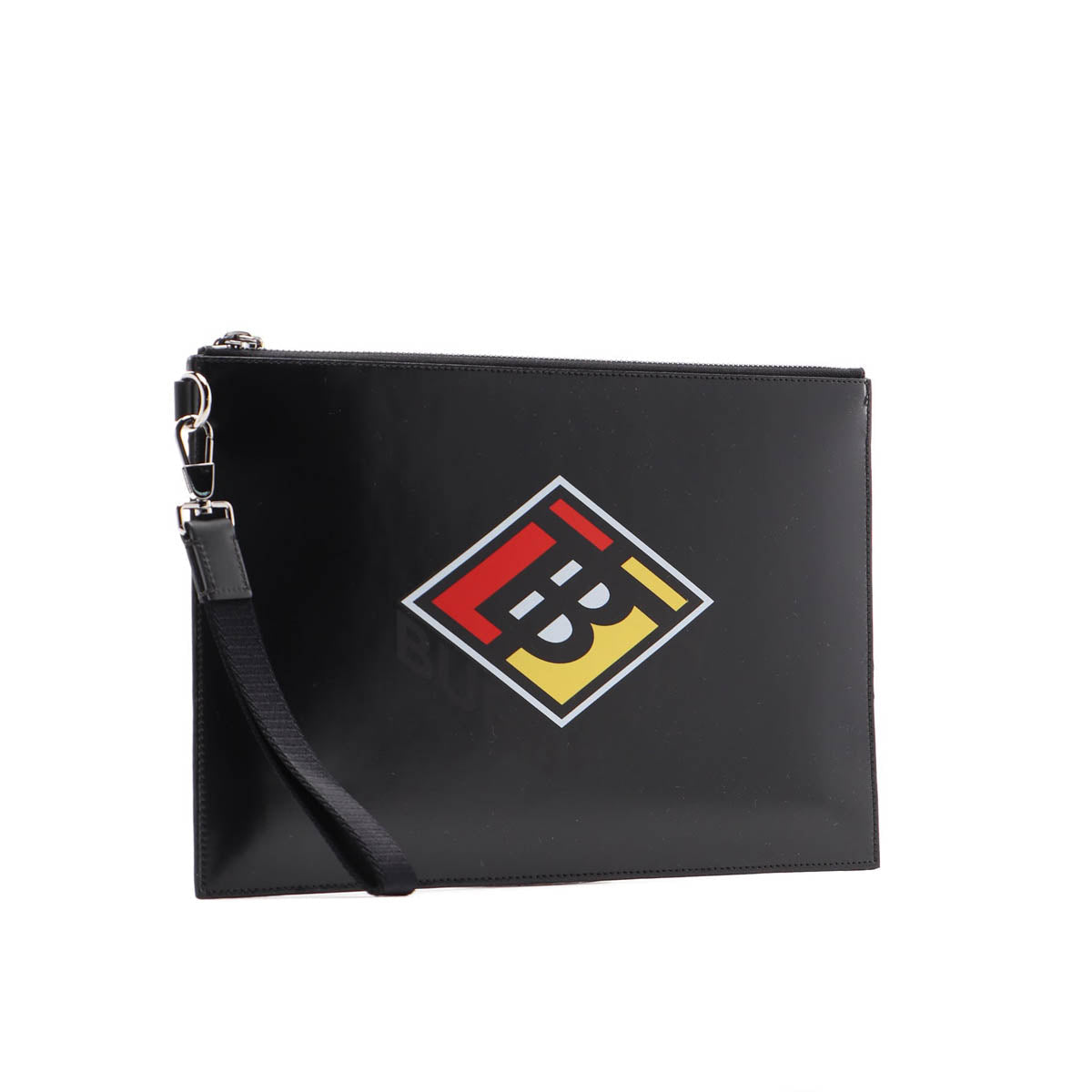 Gucci Burberry Logo Print Leather Clutch Pouch – Black