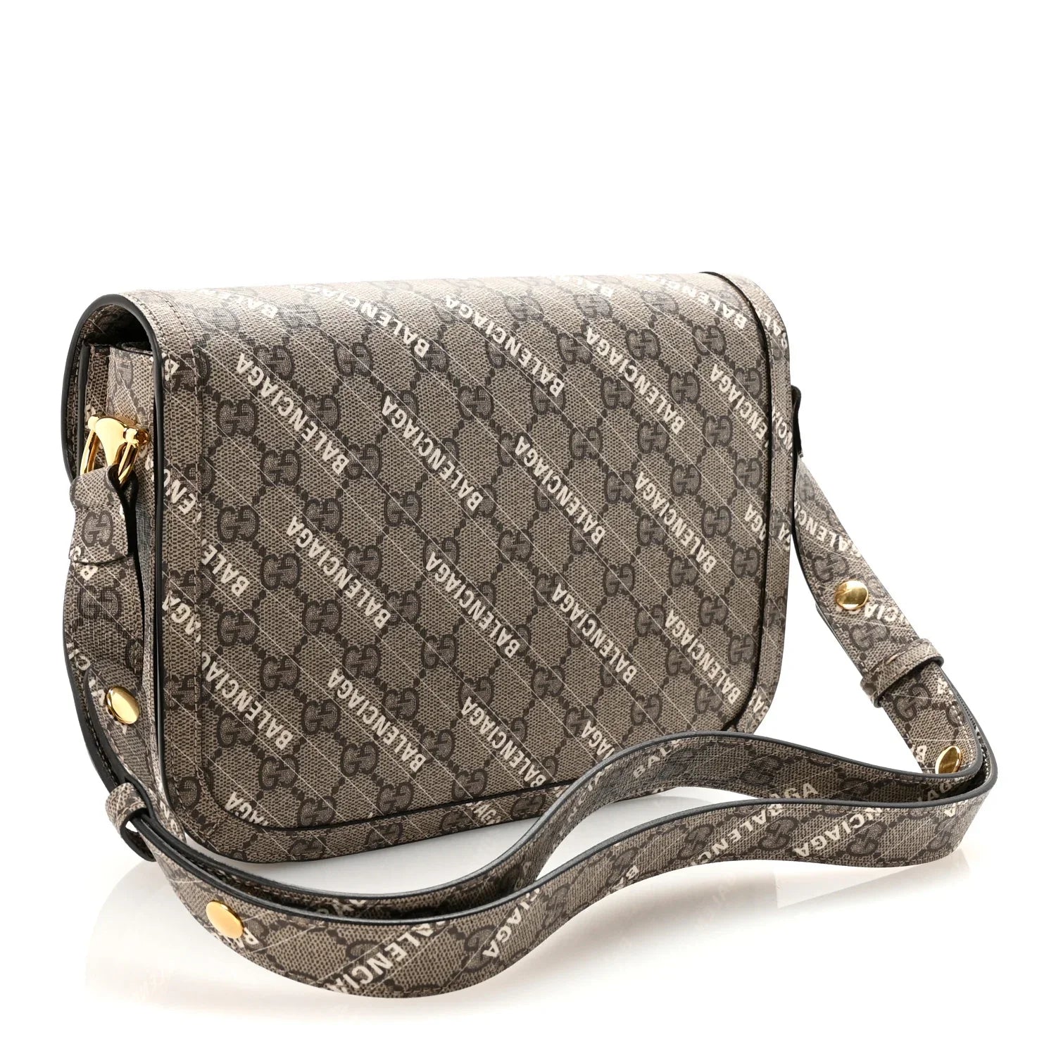 Gucci X Balenciaga GG Supreme Horsebit 1955 Small Shoulder Bag – Beige