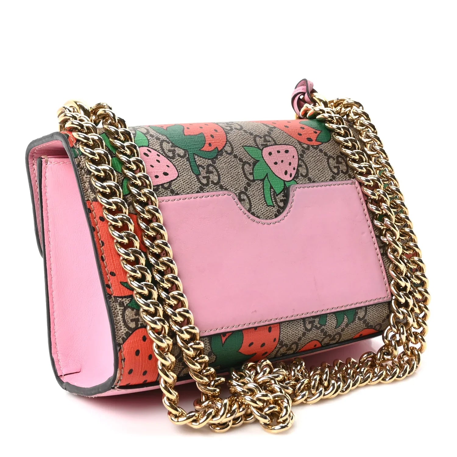 Gucci Padlock Strawberry Small Shoulder Bag – Beige