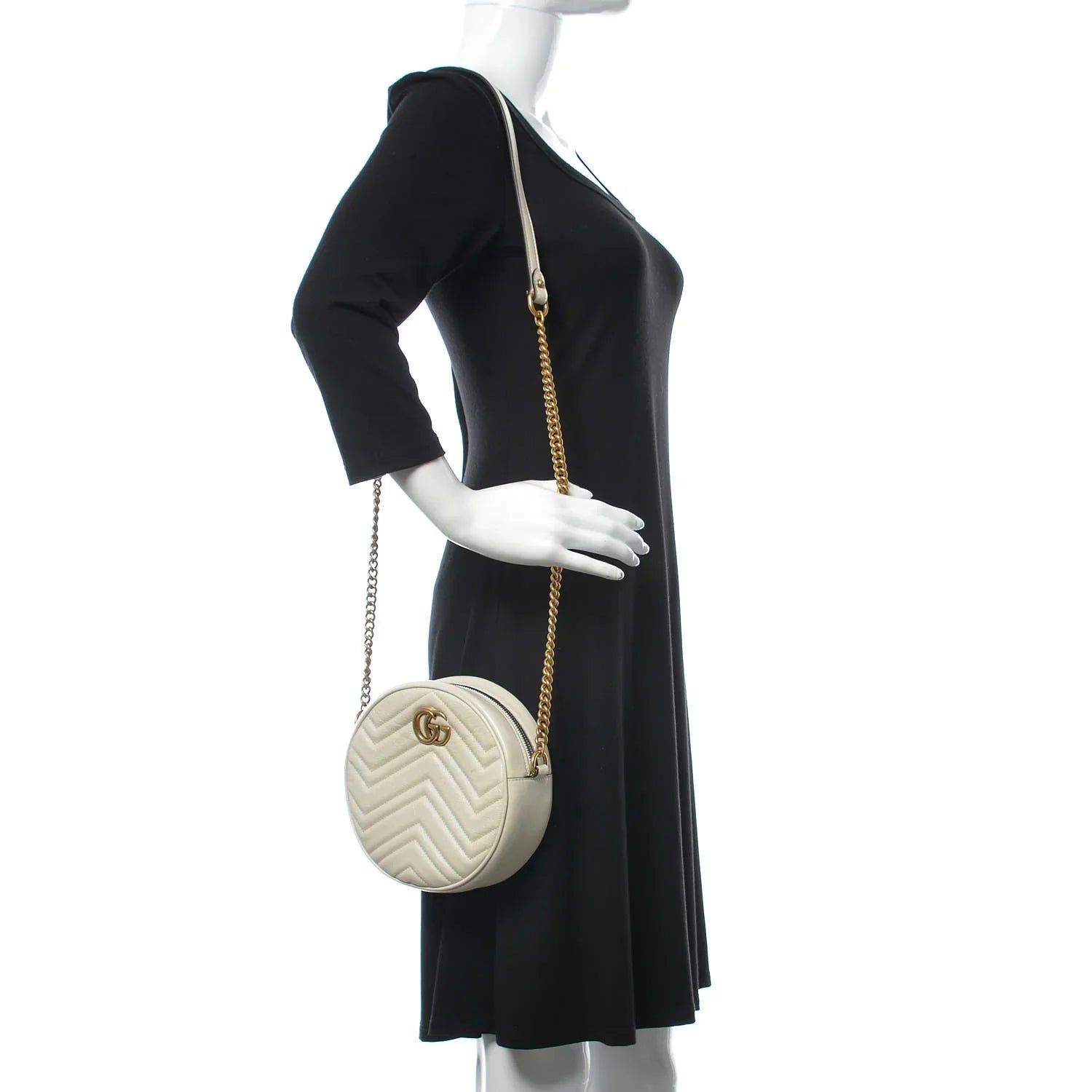 Gucci Azalea Marmont Round Mini Shoulder Bag – White
