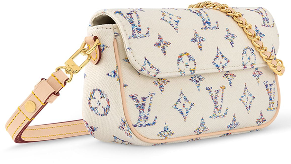 Louis Vuitton Jacquard Canvas Wallet on Chain Ivy Shoulder Bag – White