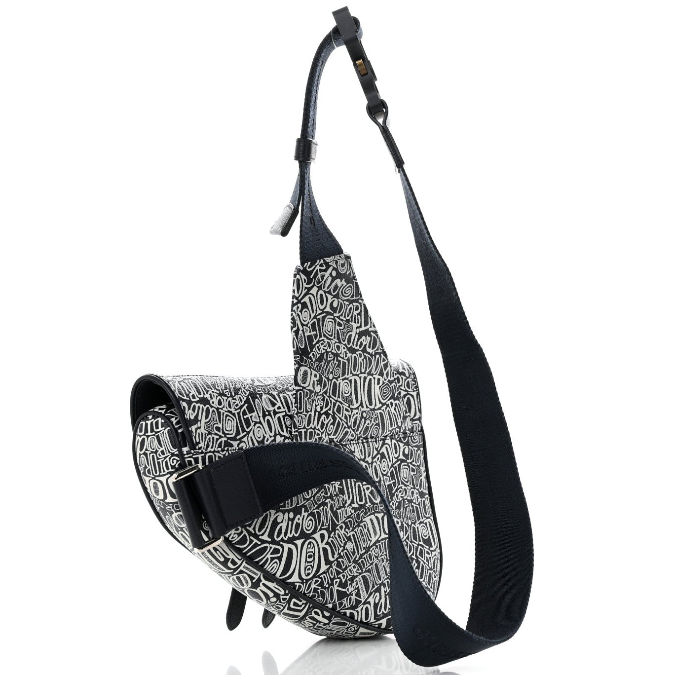 Dior x SHAWN STUSSY Grained Calfskin Saddle Bag - Navy Blue