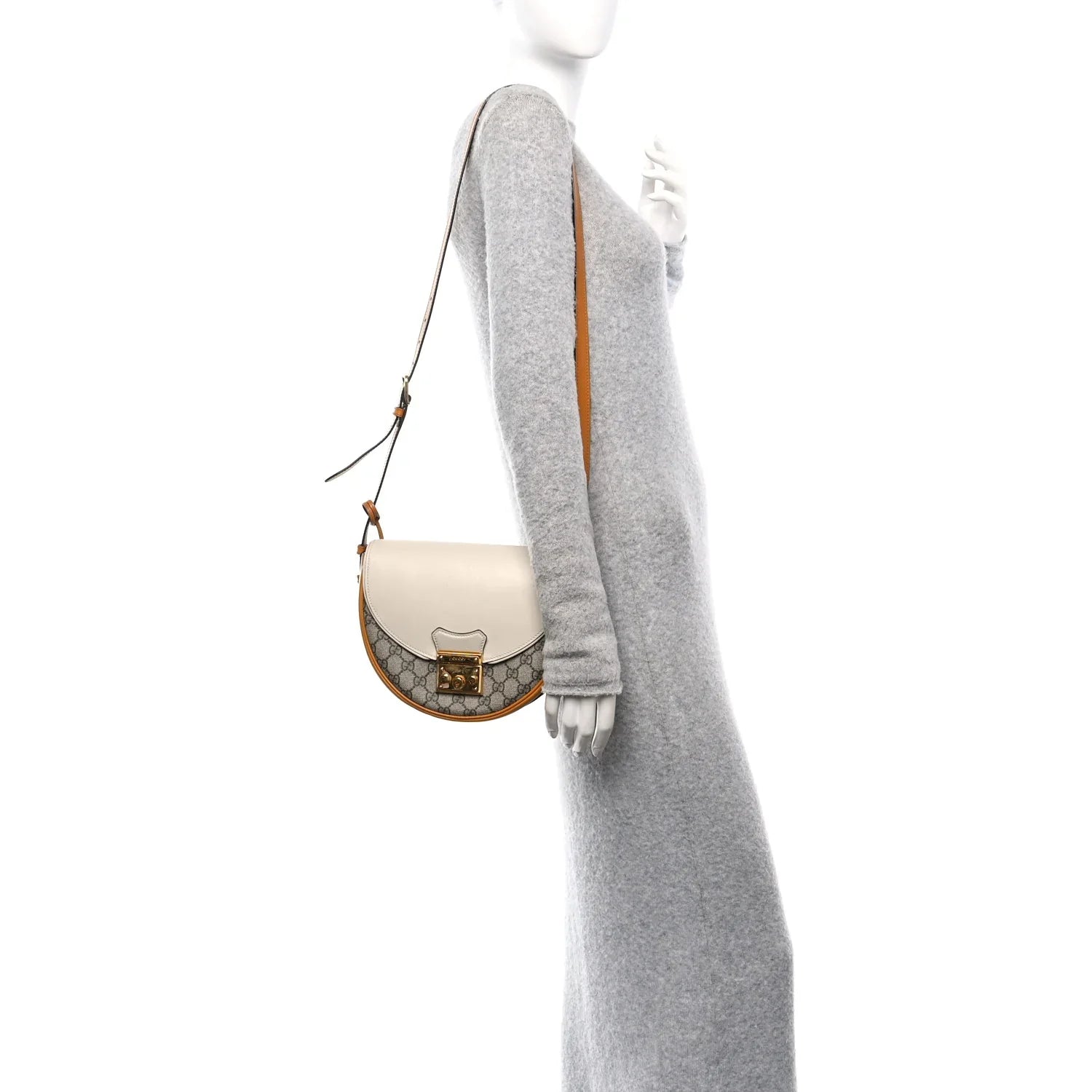 GUCCI GG Supreme Monogram Padlock Shoulder Bag – Mystic White
