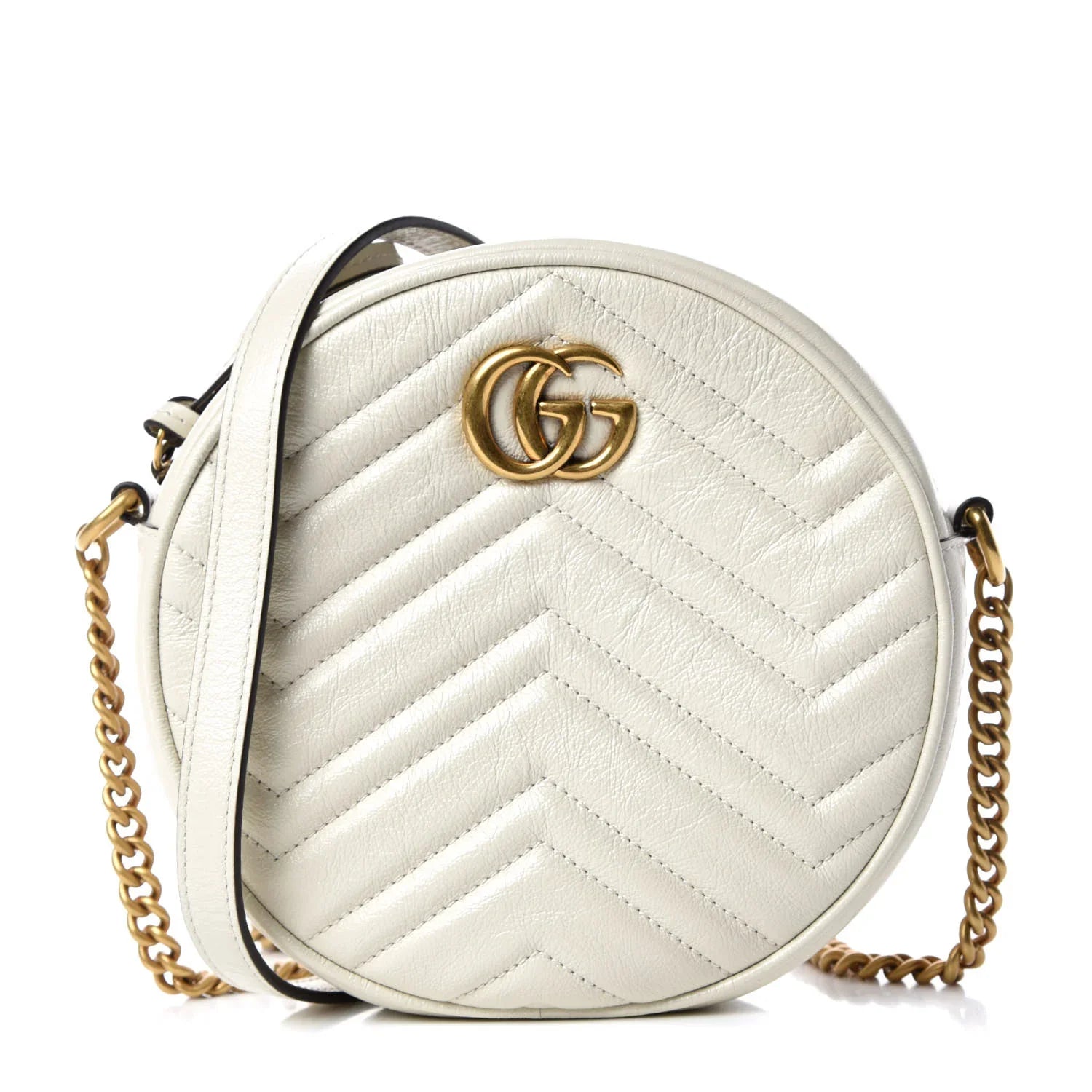 Gucci Azalea Marmont Round Mini Shoulder Bag – White