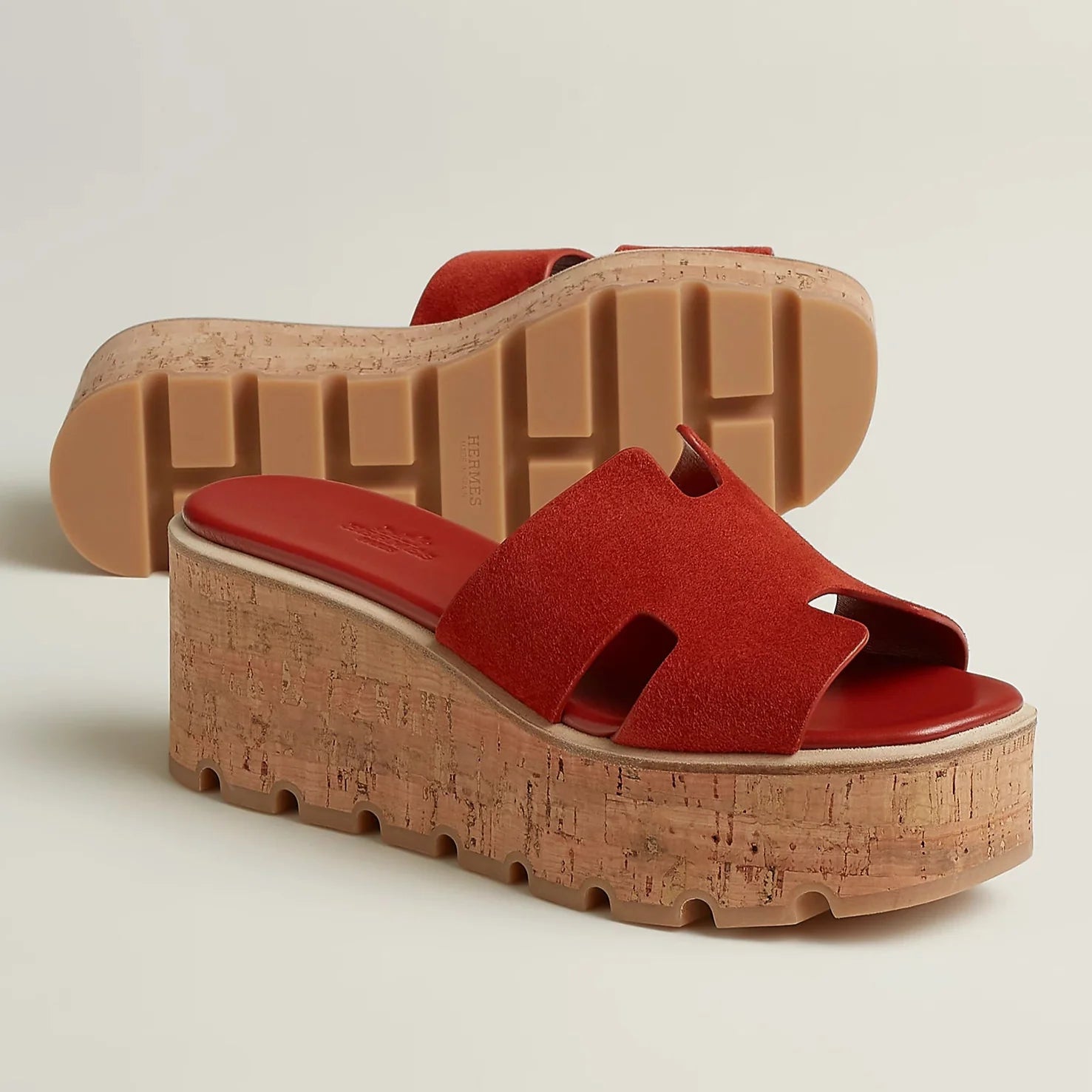 Hermes Eze 30 Suede Sandal - Orange Brûlée