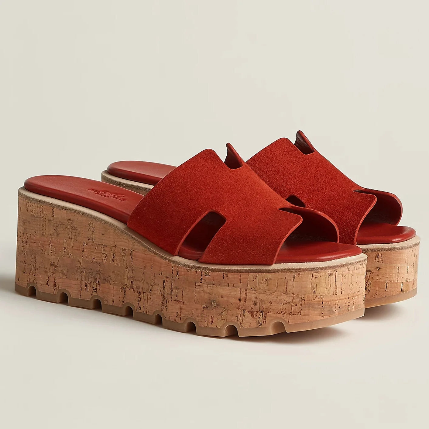 Hermes Eze 30 Suede Sandal - Orange Brûlée