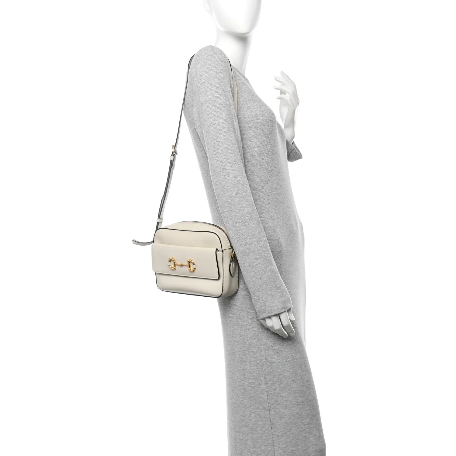 Gucci Horsebit 1955 Small Shoulder Leather Bag – Mystic White