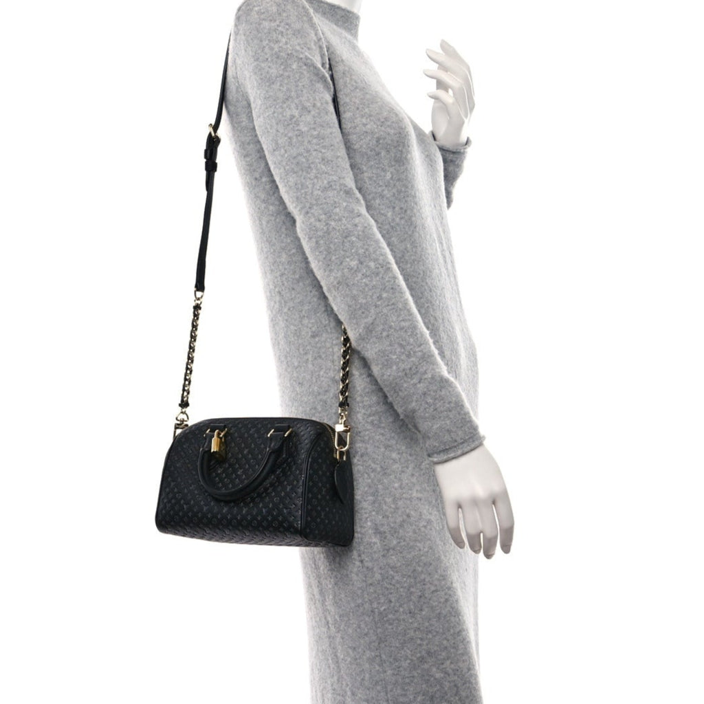 Louis Vuitton Calfskin Nanogram Embossed Speedy Bandoulière 20 - Black