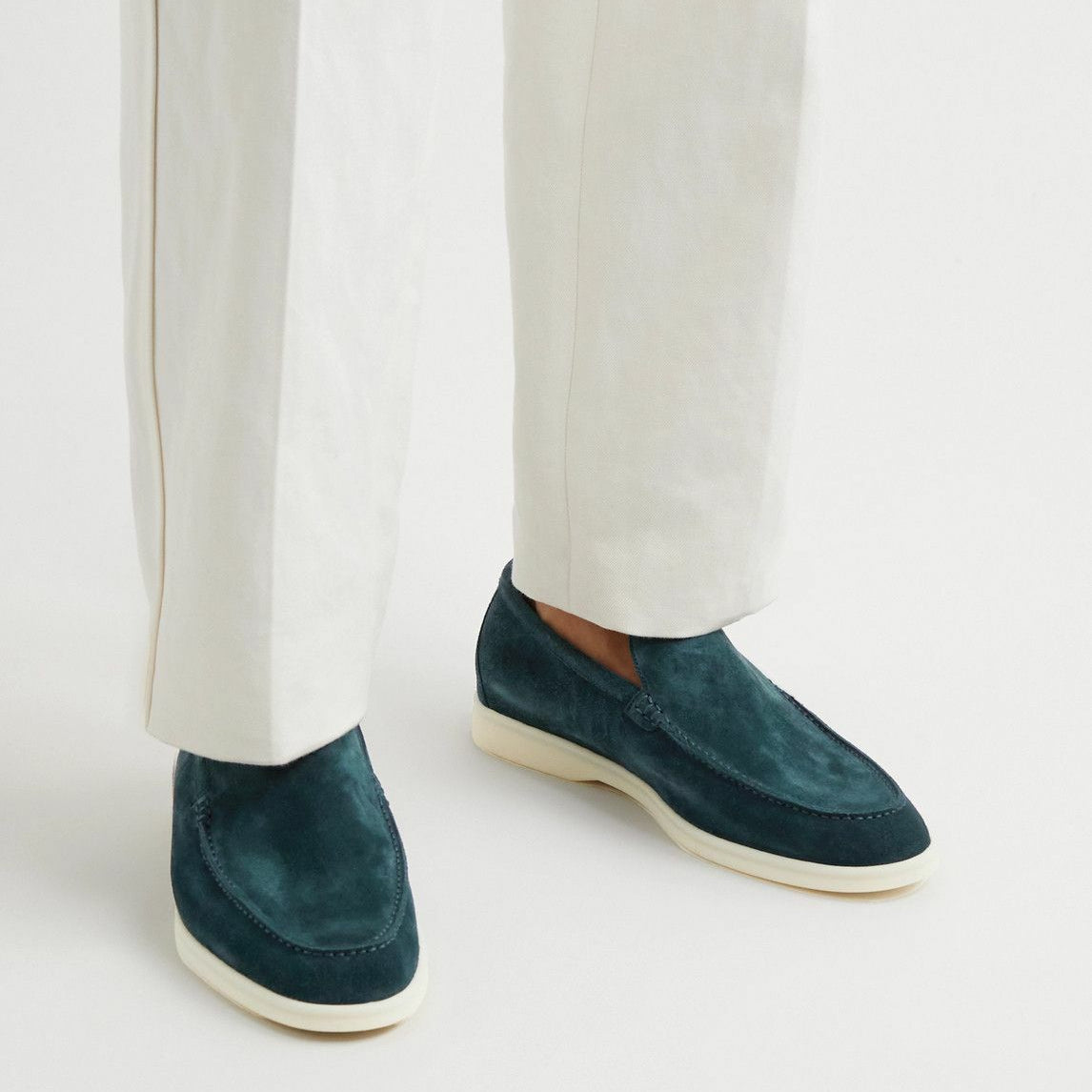 Loro Piana Summer Walk Suede Loafers - Dark Green