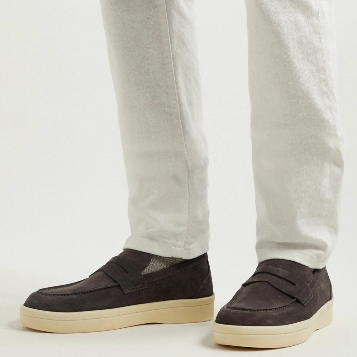 Loro Piana Summer Walk Suede Penny Loafers - Brown (208)