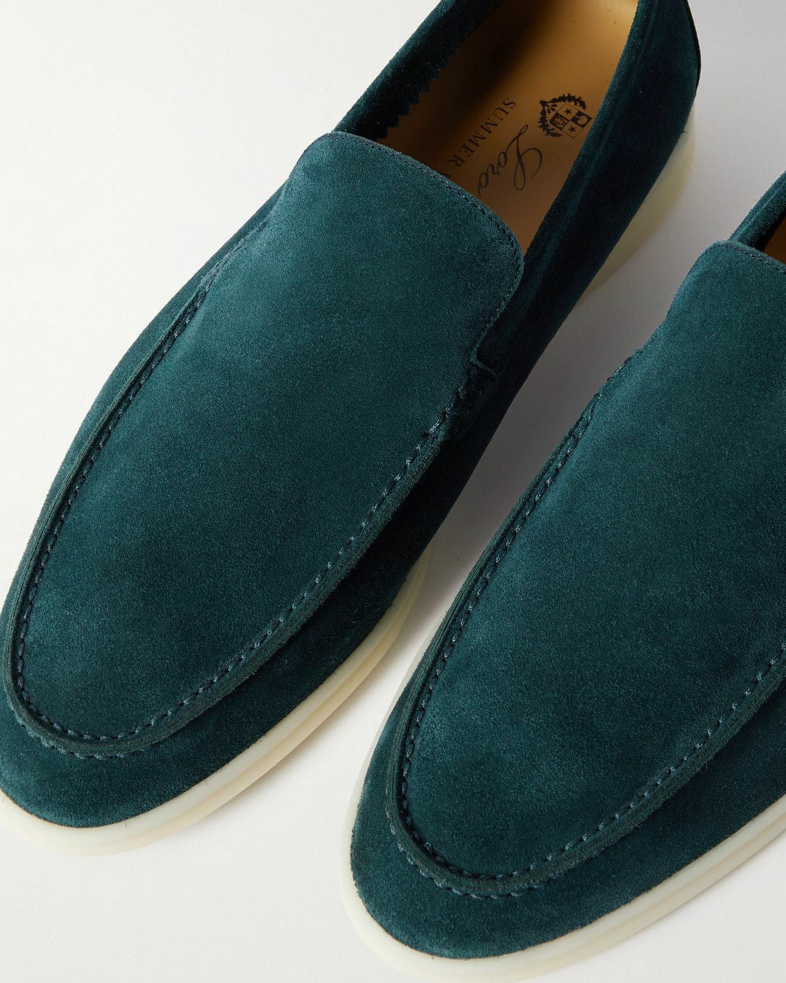 Loro Piana Summer Walk Suede Loafers - Dark Green