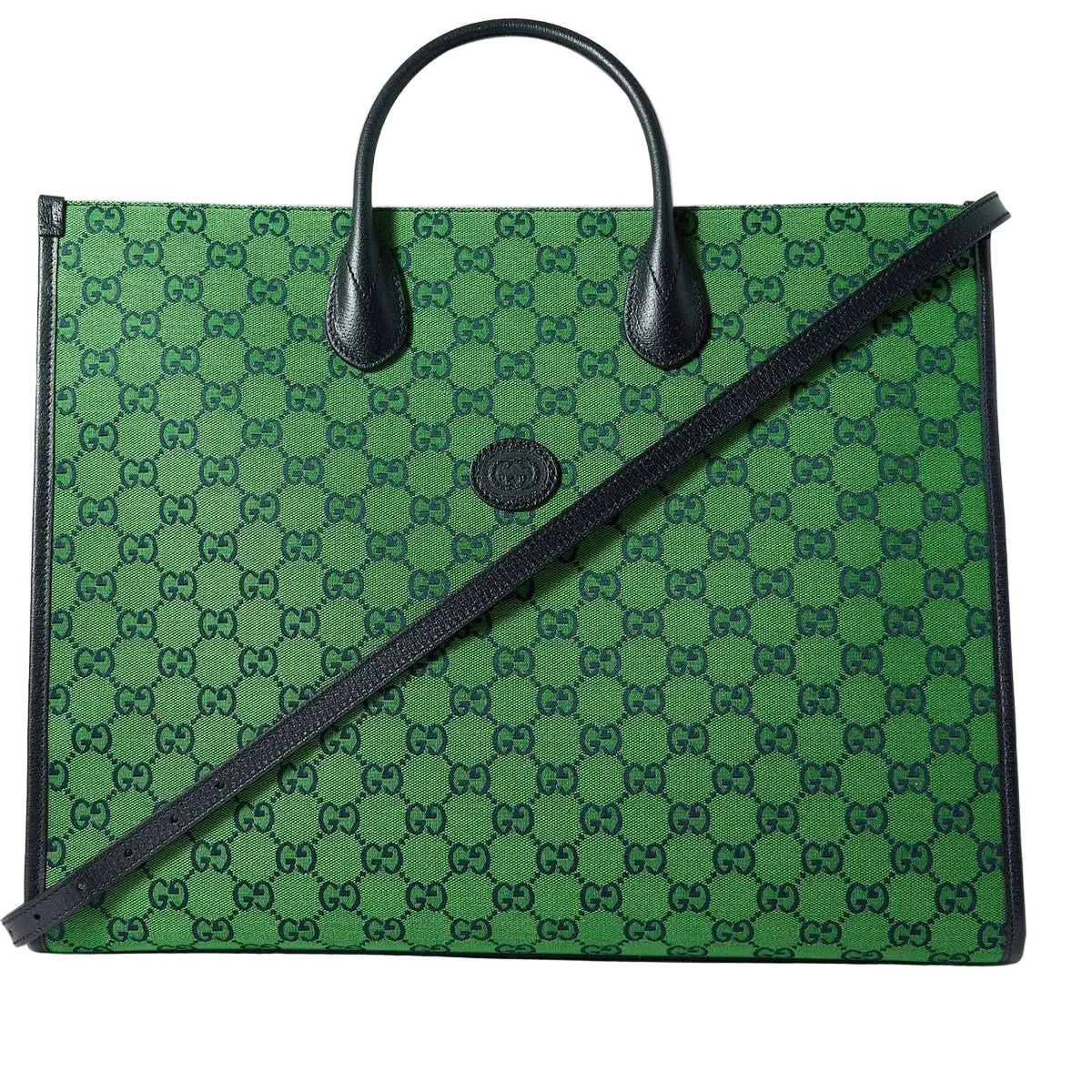 Gucci Leather-Trimmed Monogrammed Coated Tote Bag – Green