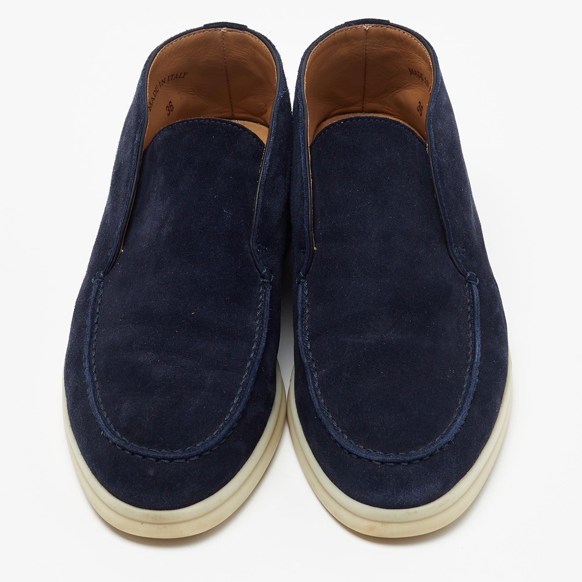 Loro Piana Open Walk Suede Boots - Navy Blue (242)