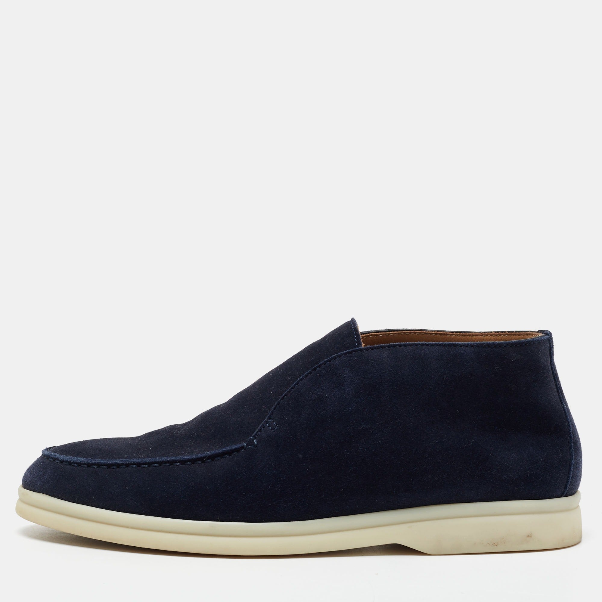 Loro Piana Open Walk Suede Boots - Navy Blue (242)