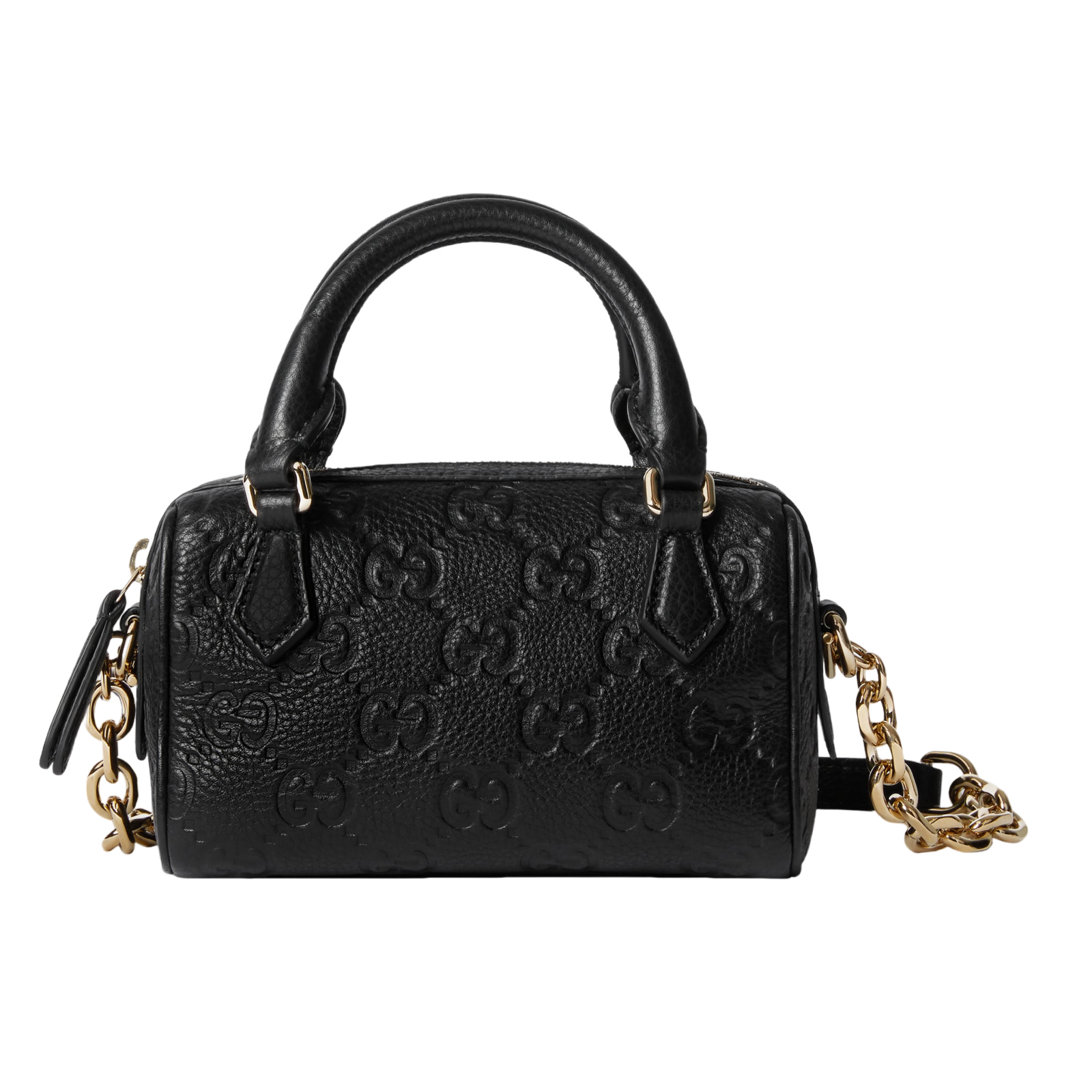 Gucci GG Emblem Mini Boston Top Handle Bag – Black