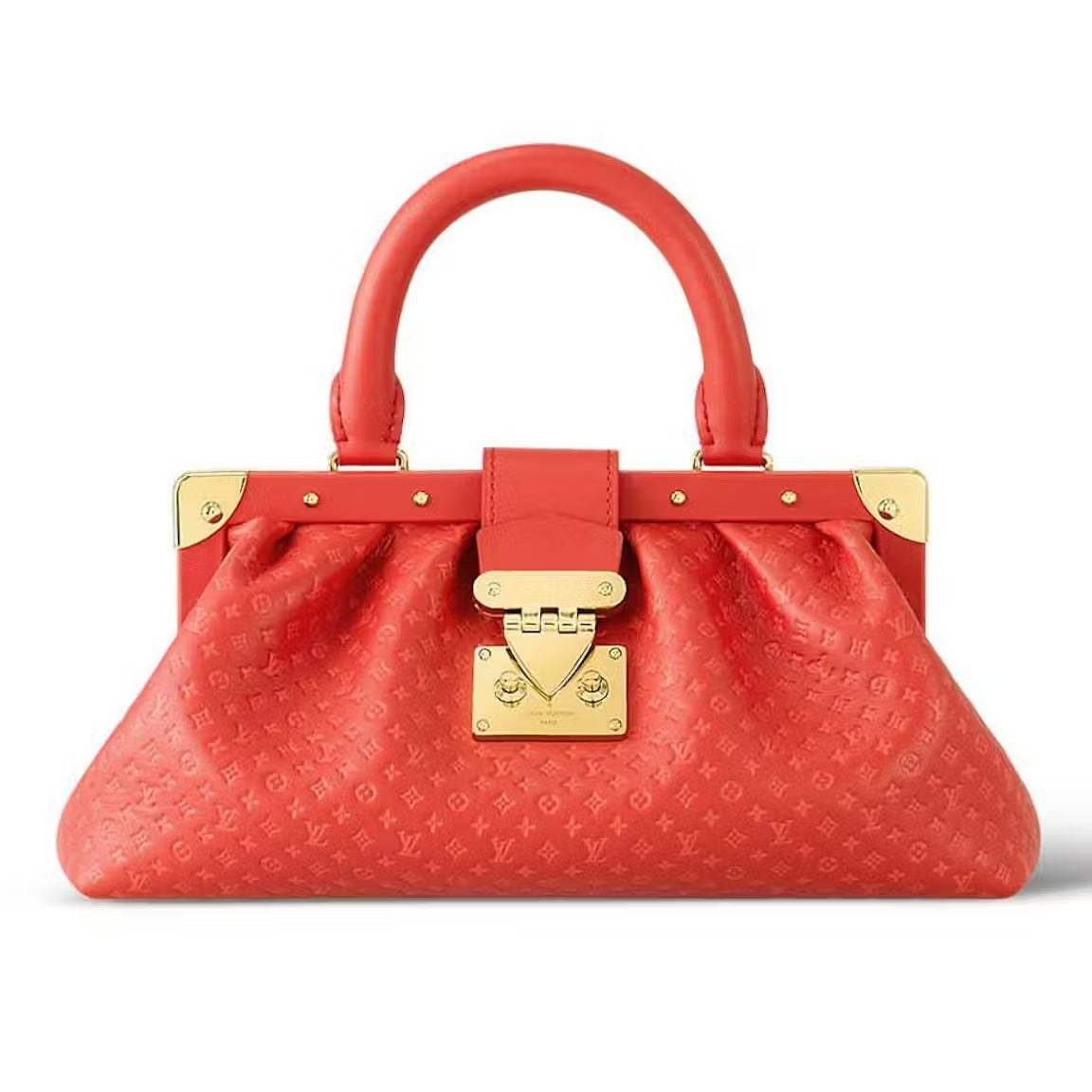 Louis Vuitton Calfskin Leather Mono Clutch Bag – Red