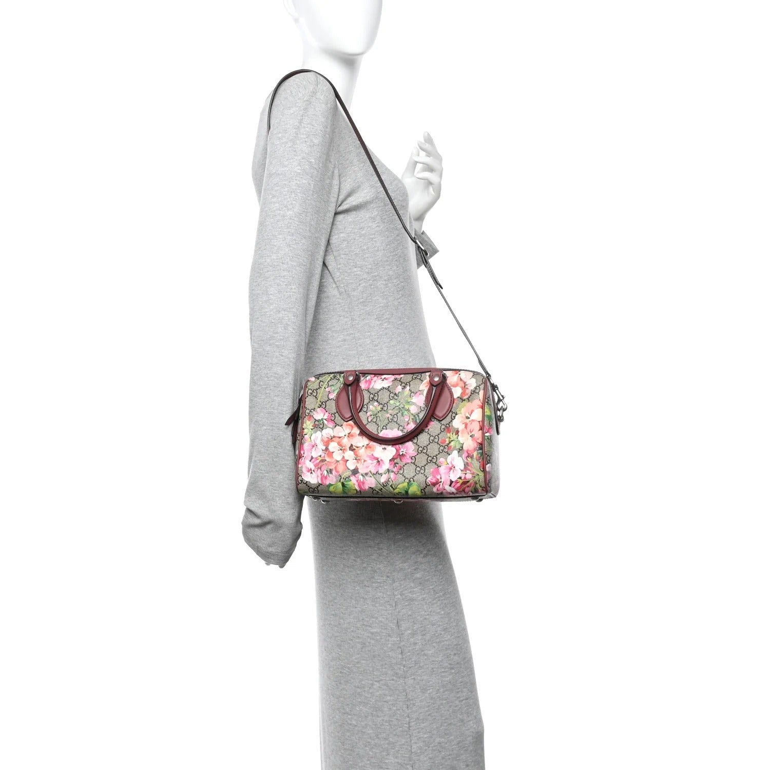 Gucci GG Supreme Blooms Top Handle Boston Bag – Brown