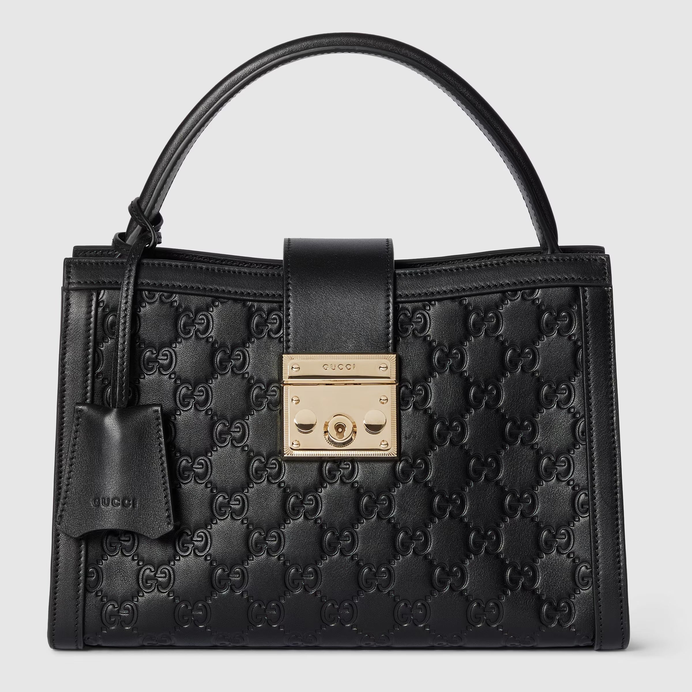 Gucci Padlock Top-Handle Medium Leather Bag – Black