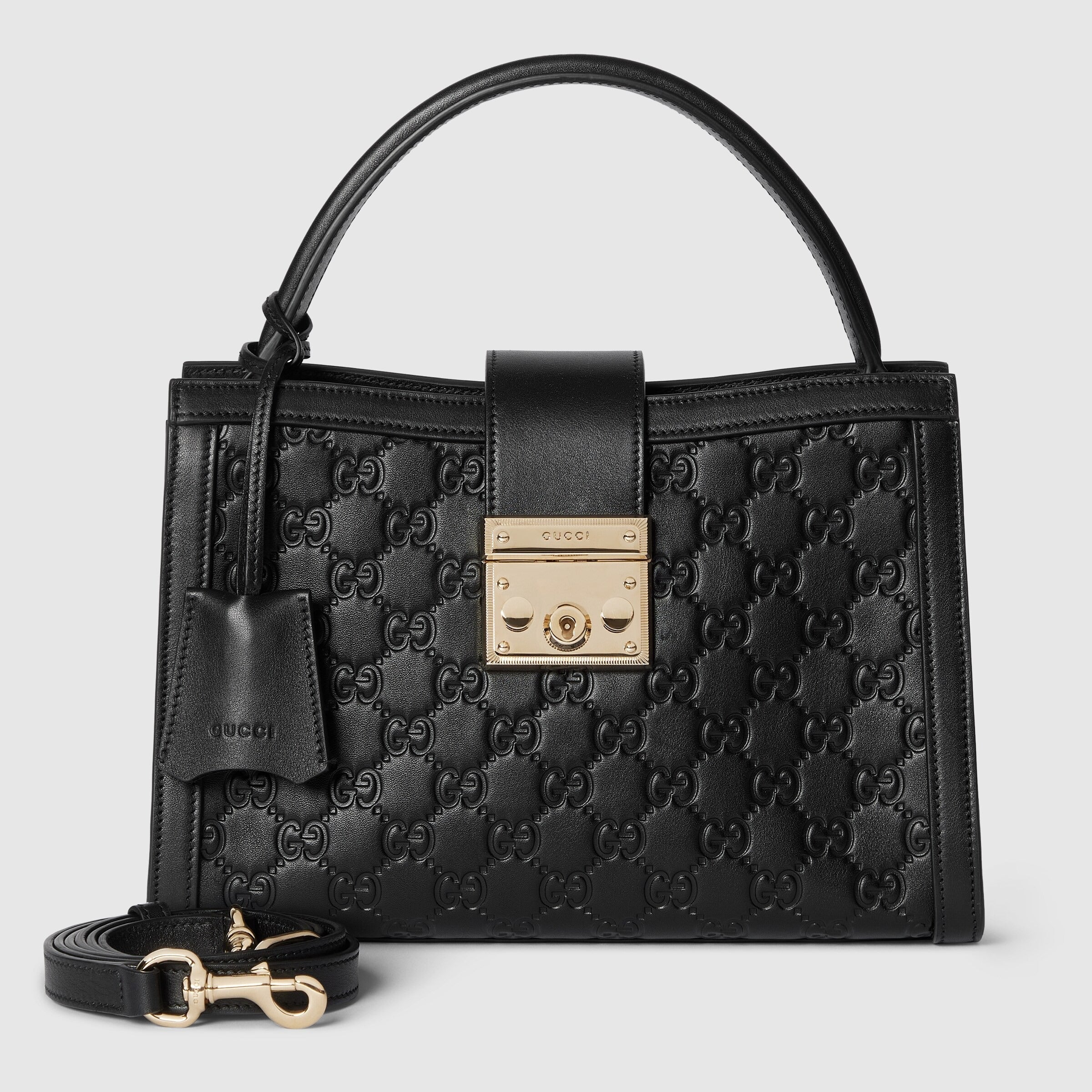 Gucci Padlock Top-Handle Medium Leather Bag – Black