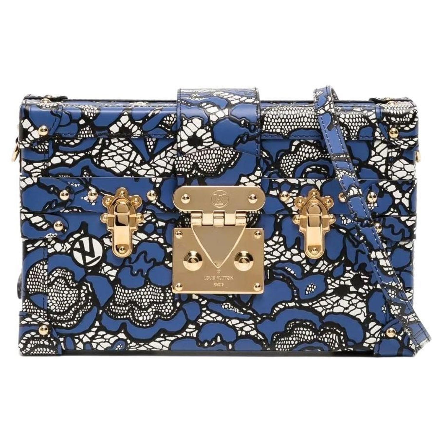 Louis Vuitton Floral Lace Print Petit Malle Handbag - Blue