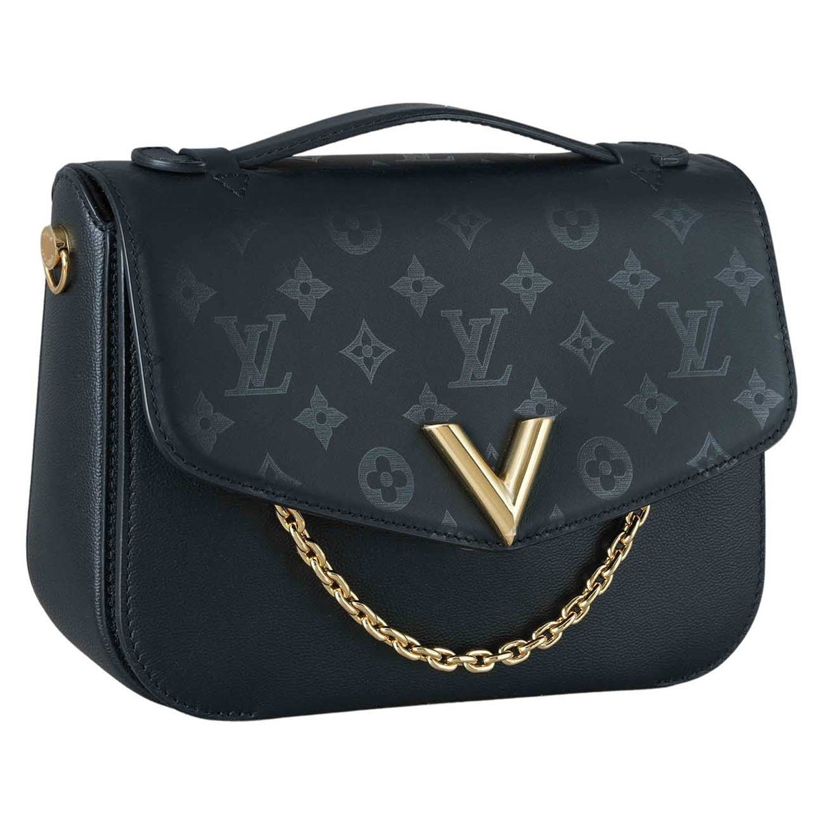 Louis Vuitton Calfskin Monogram Very Messenger Handbag - Black