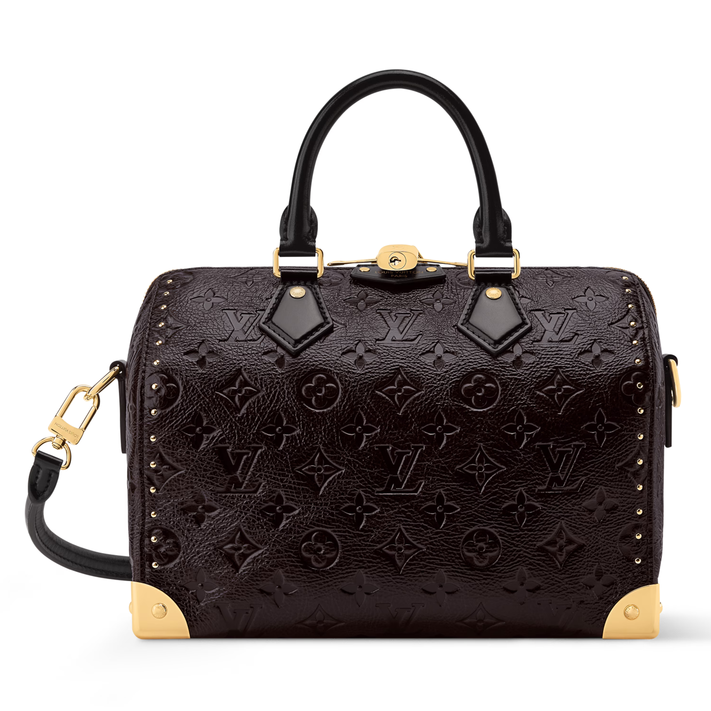 Louis Vuitton Calfskin Leather Speedy Trunk 25 Handbag – Acajou Black