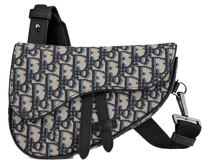 Dior Mini Oblique Jacquard Saddle Bag - Beige Black