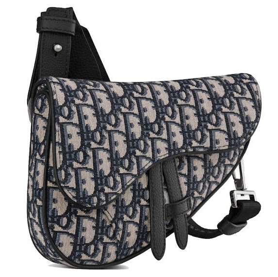 Dior Mini Oblique Jacquard Saddle Bag - Beige Black