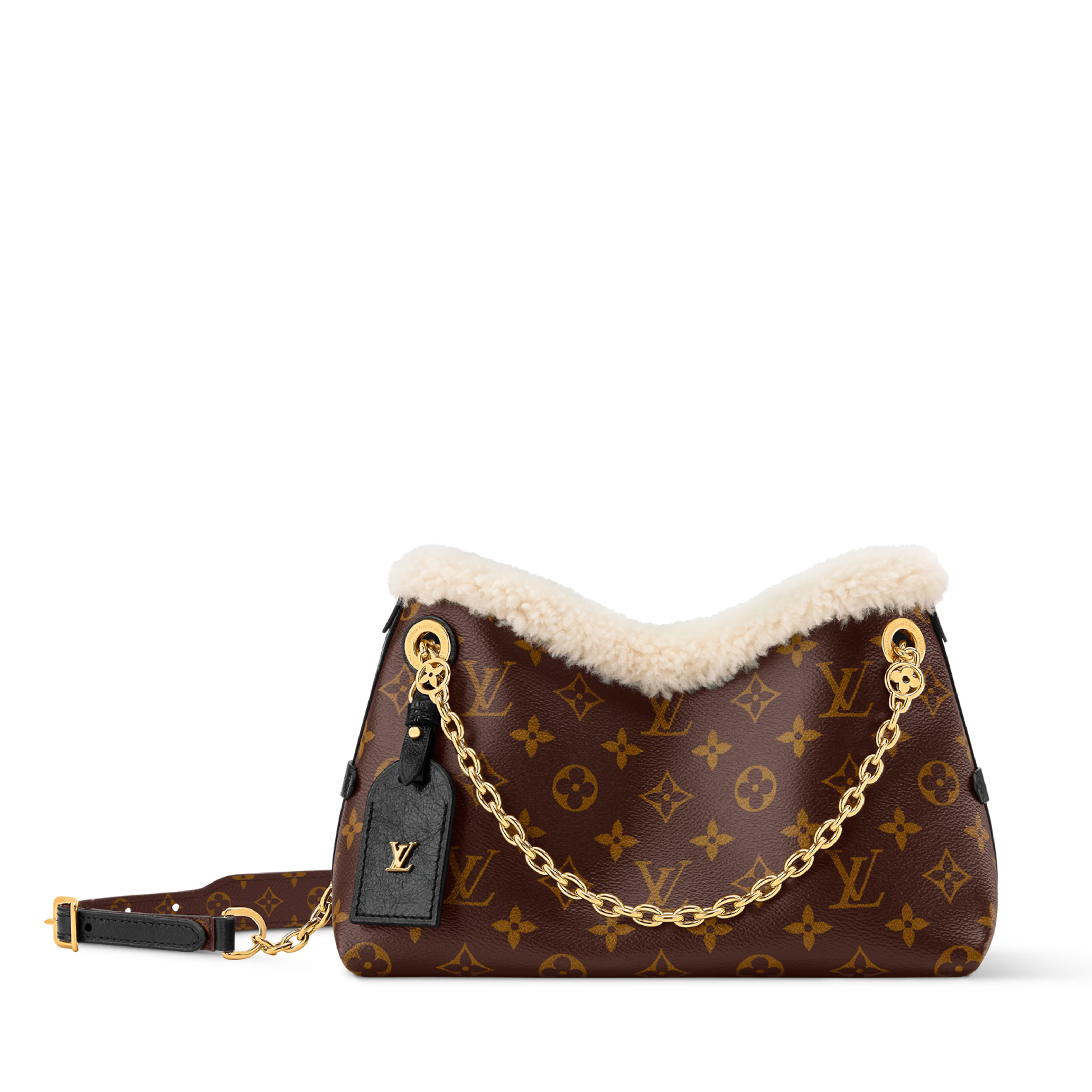 Louis Vuitton LV Ski Monogram Shearling CarryAll BB Handbag – Brown