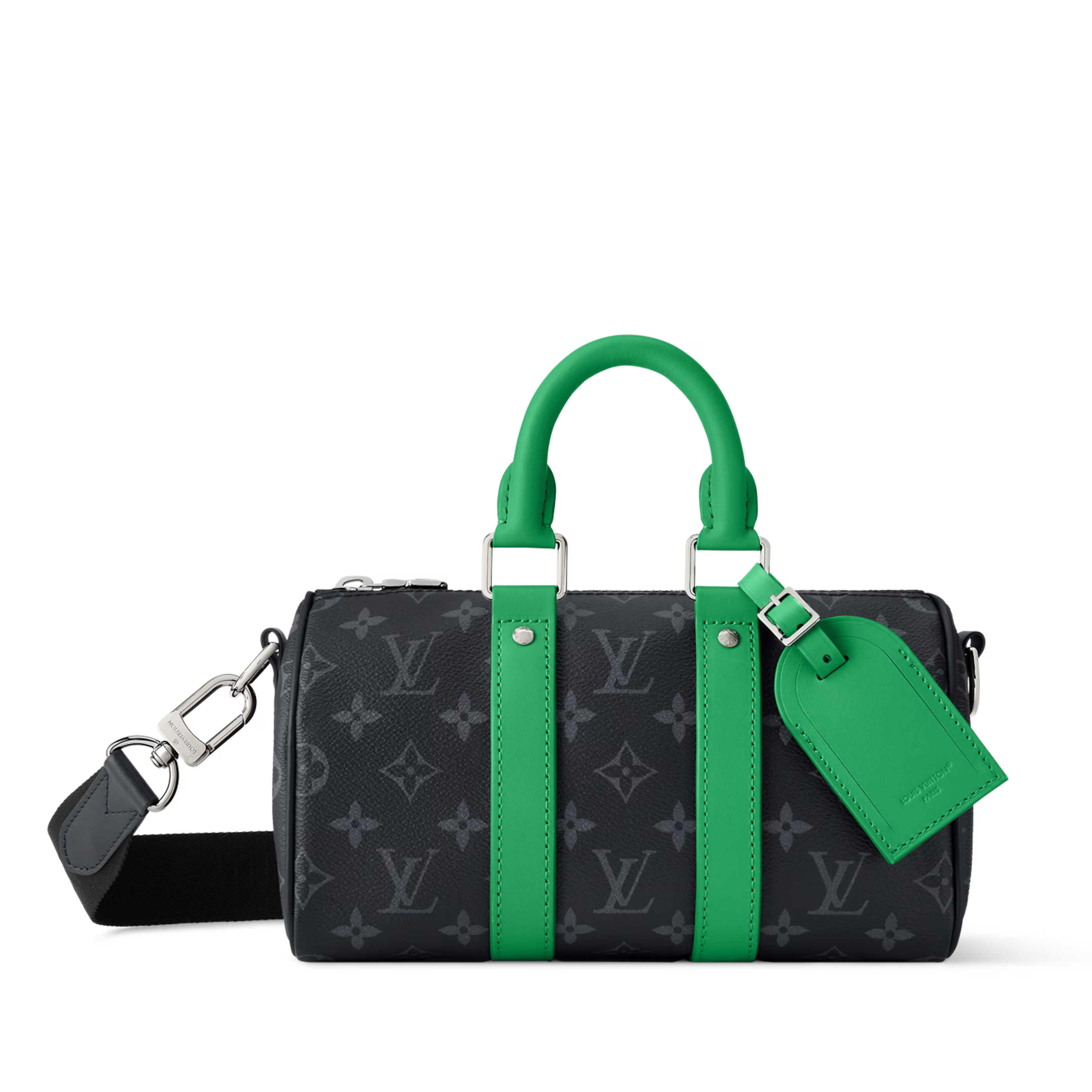 Louis Vuitton Monogram Eclipse Keepall Bandoulière 25 Duffle Bag – Green