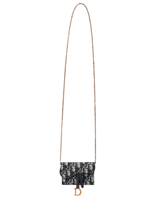 Dior Small Jacquard Nano Saddle Chain Pouch - Blue