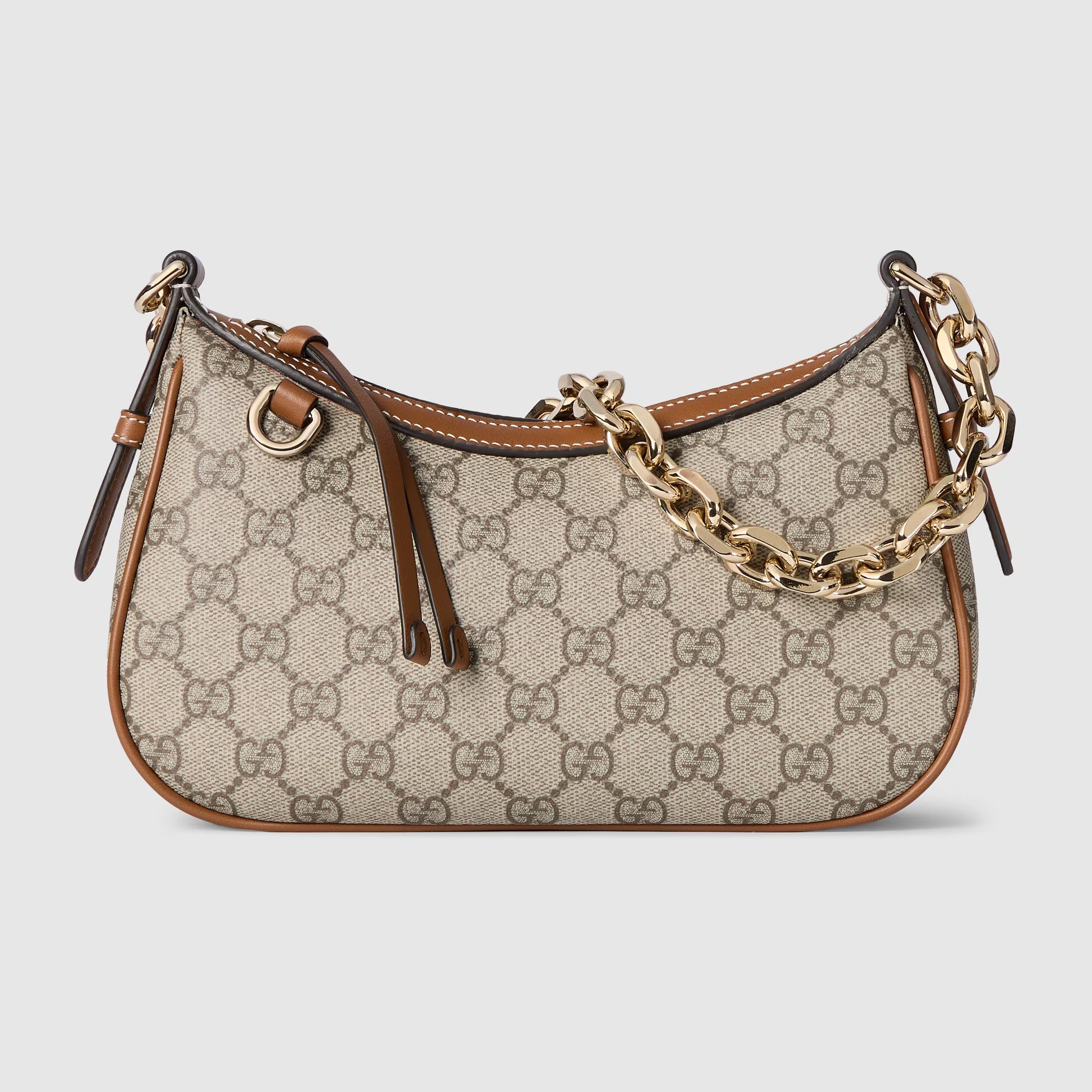 Gucci GG Emblem Small Shoulder Bag – Beige/Dark Brown
