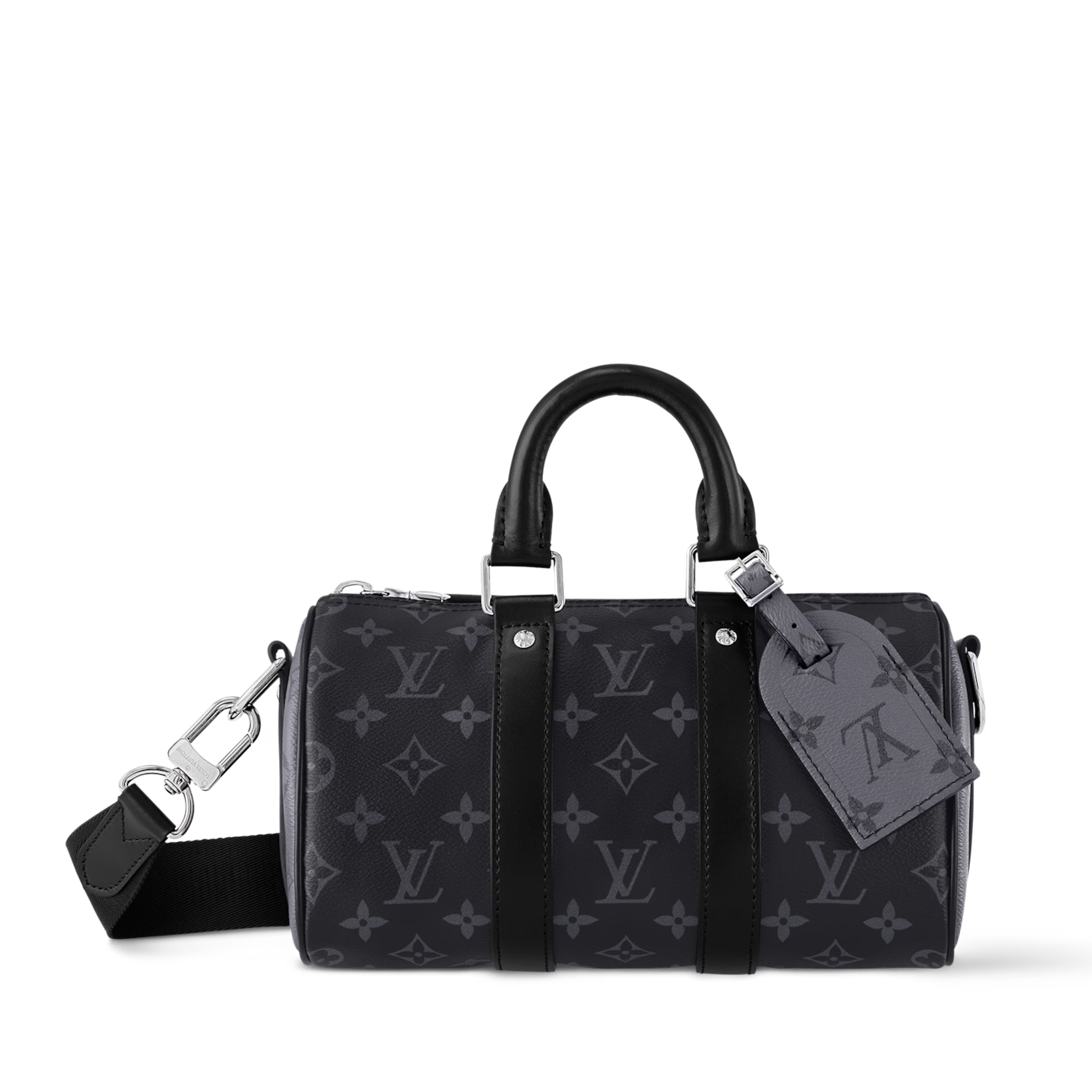 Louis Vuitton Monogram Eclipse Keepall Bandoulière 25 Duffle Bag – Grey