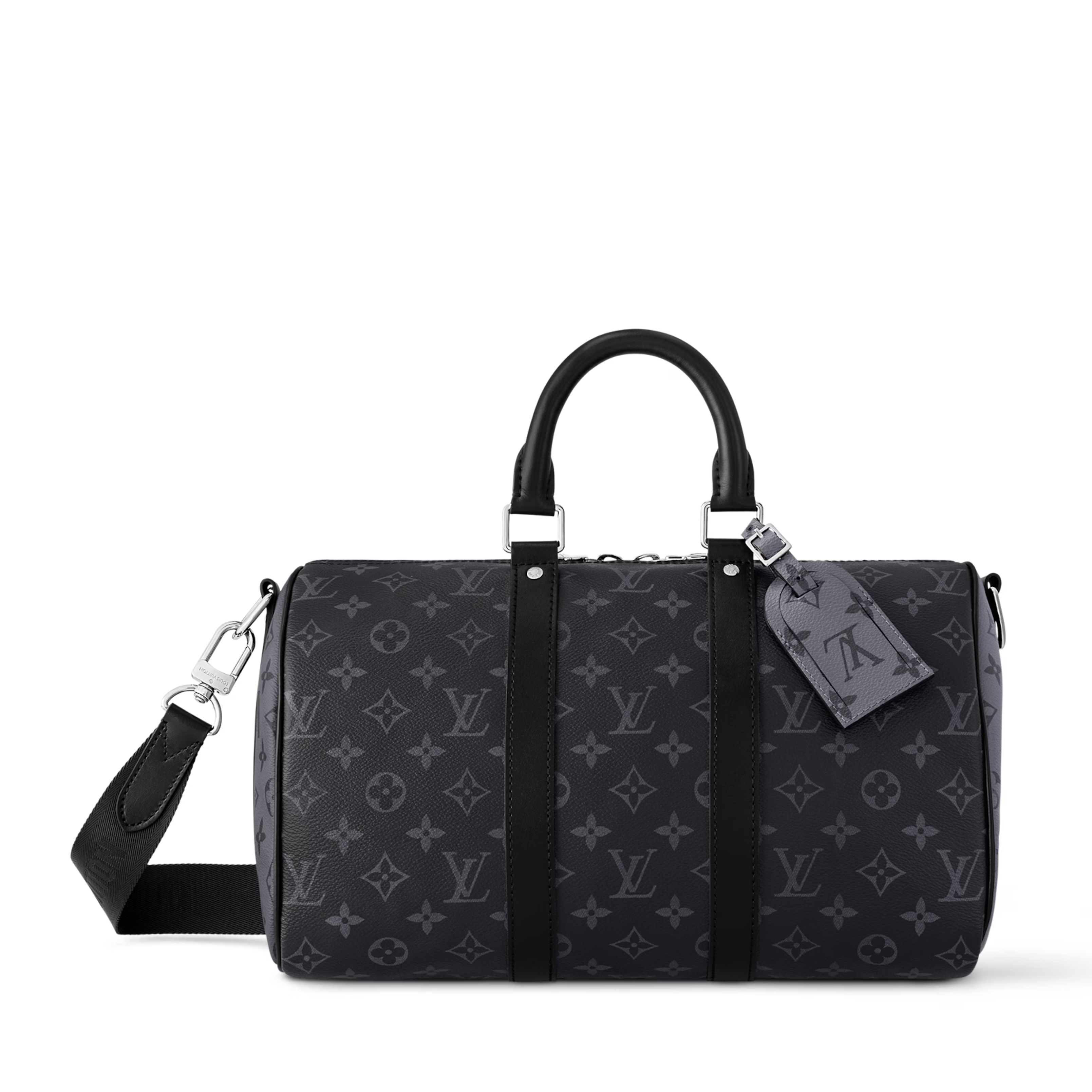 Louis Vuitton Monogram Eclipse Keepall Bandoulière 35 Duffle Bag – Black