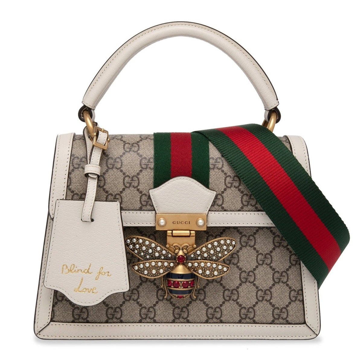 Gucci GG Supreme Monogram Queen Margaret Shoulder Bag – White